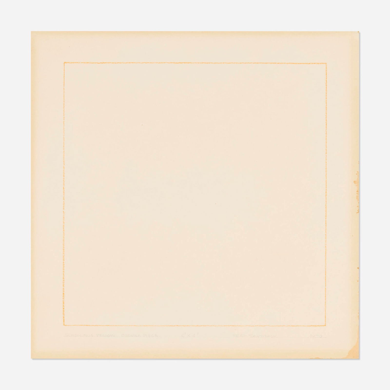 Fred Sandback, School Bus Yellow Corner Piece: Fred Sandback School Bus Yellow Corner Piece 1970colored pencil and graphite on paper 9.625 h x 9.625 w in (24 x 24 cm) This work is a study for Yellow Corner Piece, currently held in t