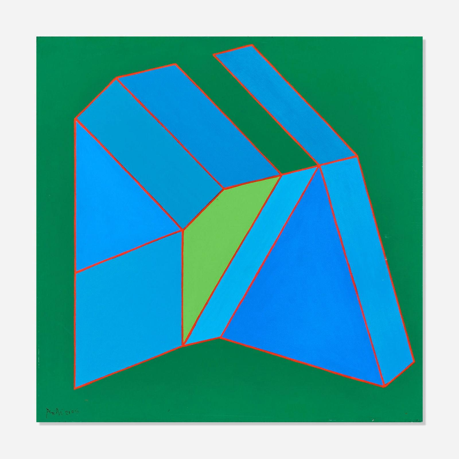 Achille Perilli, l'isola perduta: Achille Perilli l'isola perduta 2005 oil on linen 19.75 h x 19.75 w in (50 x 50 cm) Signed and dated to lower left 'Perilli 2005'. Signed, titled and dated to verso 'Achille Perilli 2005 l'isola