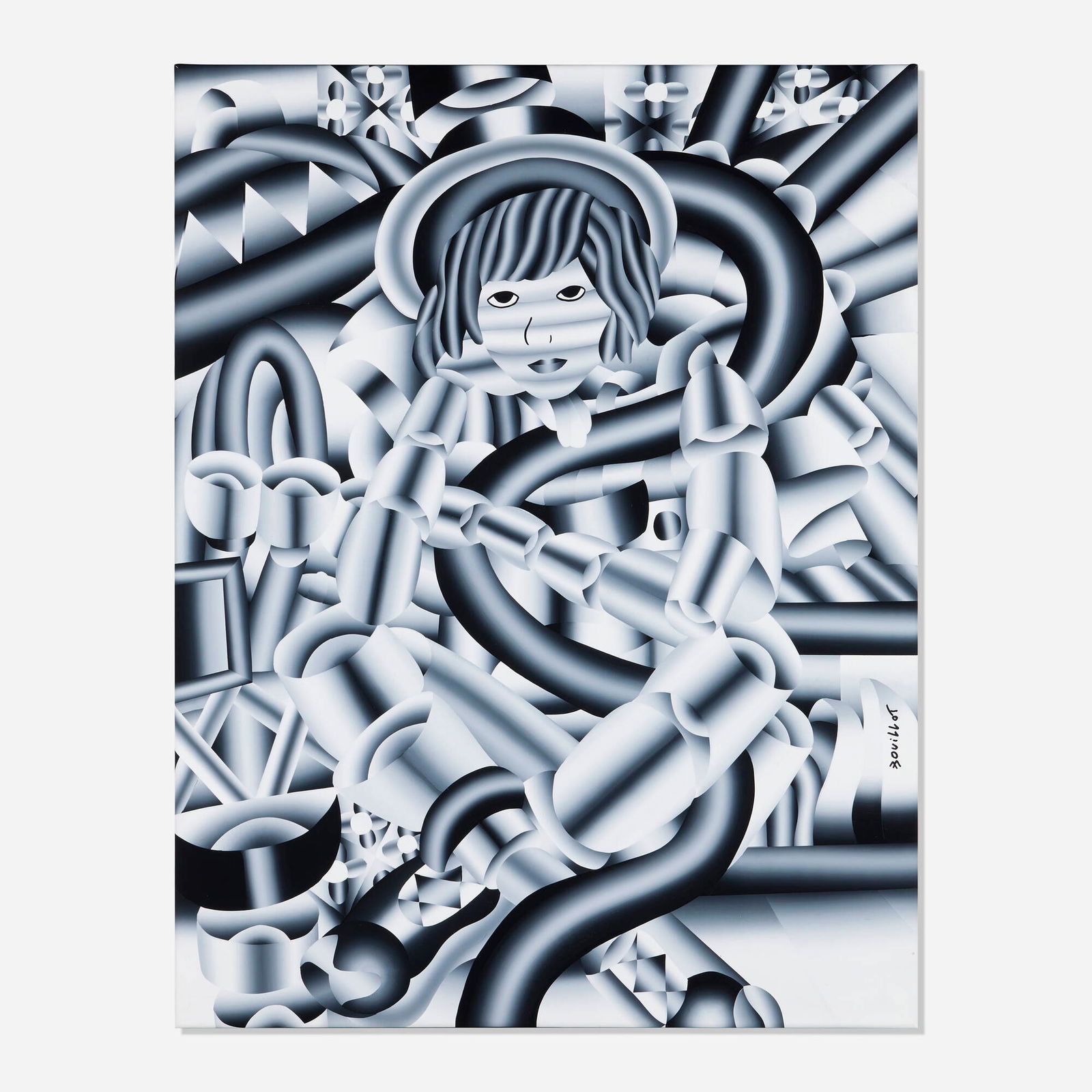 Geoffrey Bouillot, Portrait of Epione: Geoffrey Bouillot Portrait of Epione 2022 acrylic on canvas 48 h x 37.125 w in (122 x 94 cm) Signed to lower right 'Bouillot'. Signed, titled, dated and inscribed to verso 'Portrait of Epione