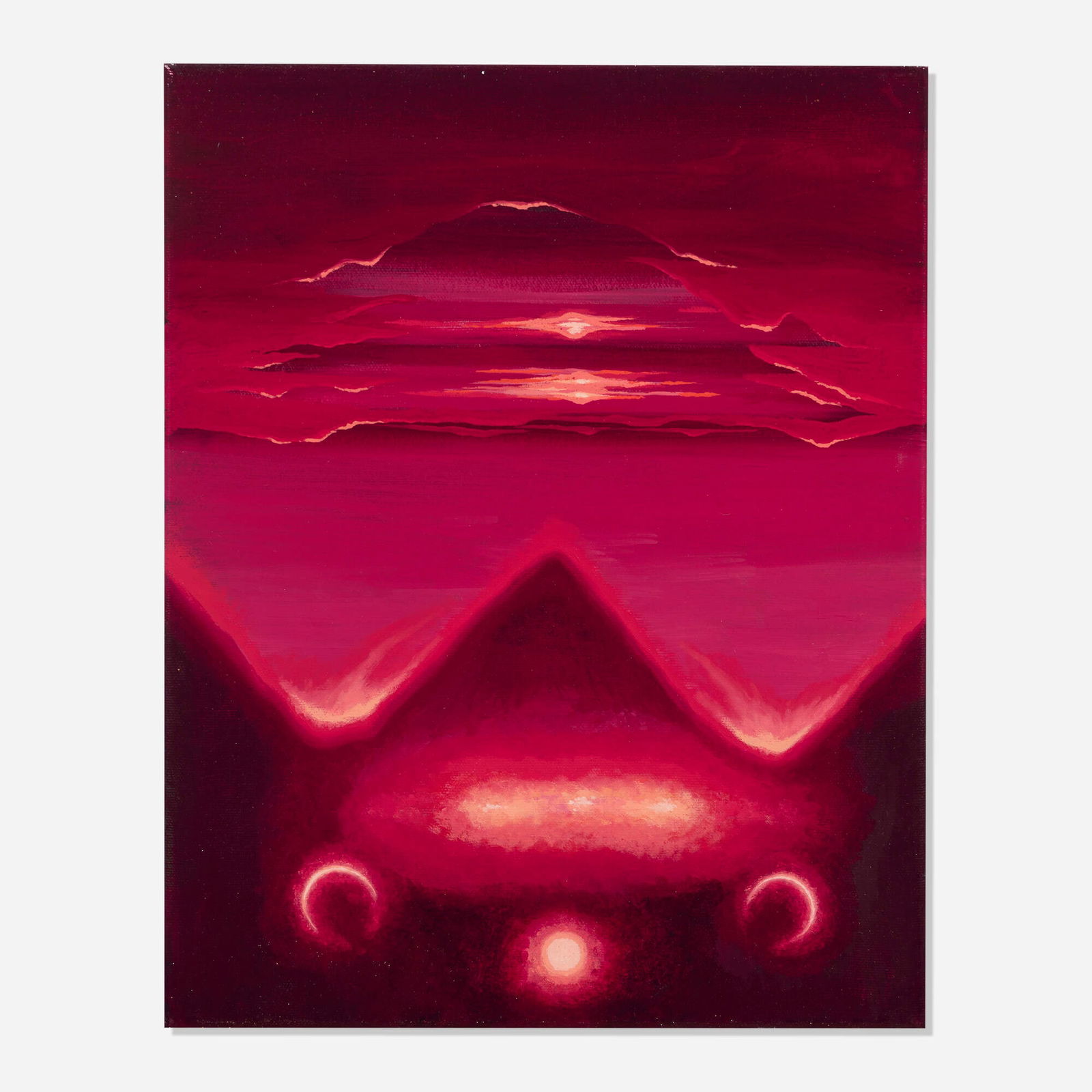 Jen Hitchings, Lunar Cycle (Menses) Study: Jen Hitchings Lunar Cycle (Menses) Study 2021 oil and acrylic on canvas 14 h x 11 w in (36 x 28 cm) Signed, titled and dated to verso 'Jen Hitchings Lunar Cycle (Menses) Study 2021'. This work