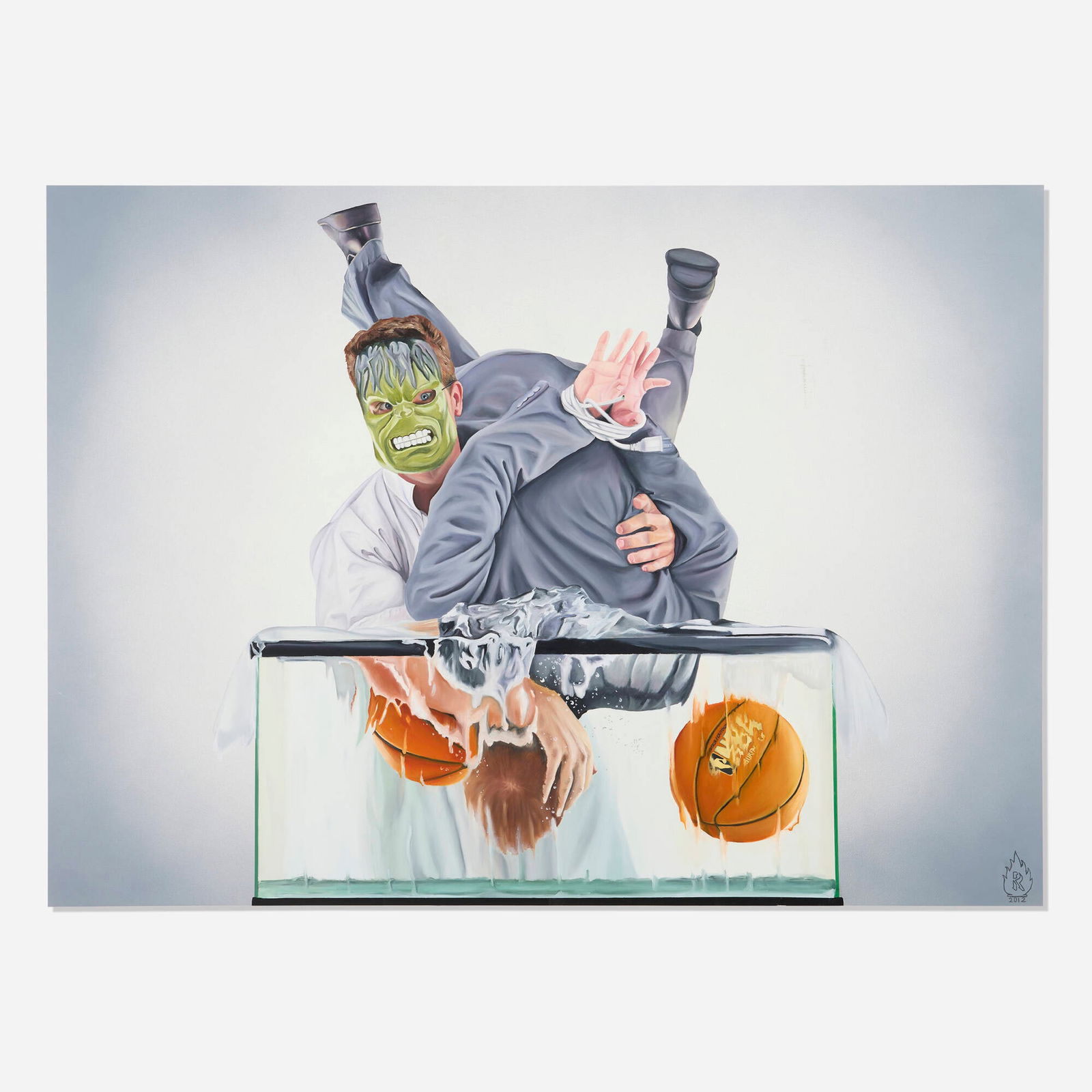 Ryan McCann, Death to Koons: Ryan McCann Death to Koons 2014 oil and acrylic on Masonite 44 h x 58 w in (112 x 147 cm) Signed, titled and dated to verso 'Death to Koons Ryan McCann 2014'. This work will ship from
