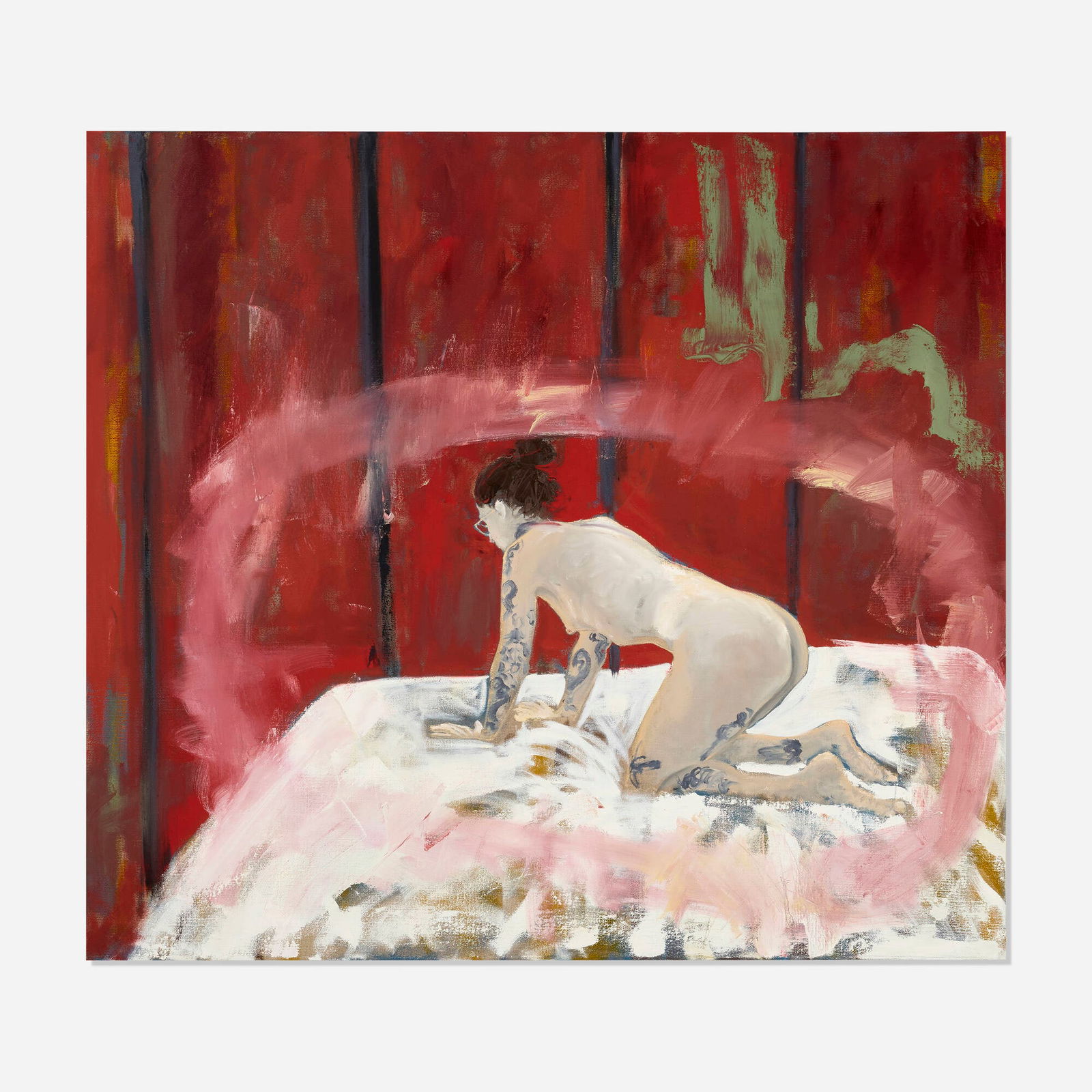 Jeanette Mundt, Climbing: Jeanette Mundt Climbing 2019 oil on linen 36 h x 40 w in (91 x 102 cm) Signed and dated to verso 'J. Mundt 2019'. Provenance: Peter Freeman, Inc., New York | Private Collection Exhibited: