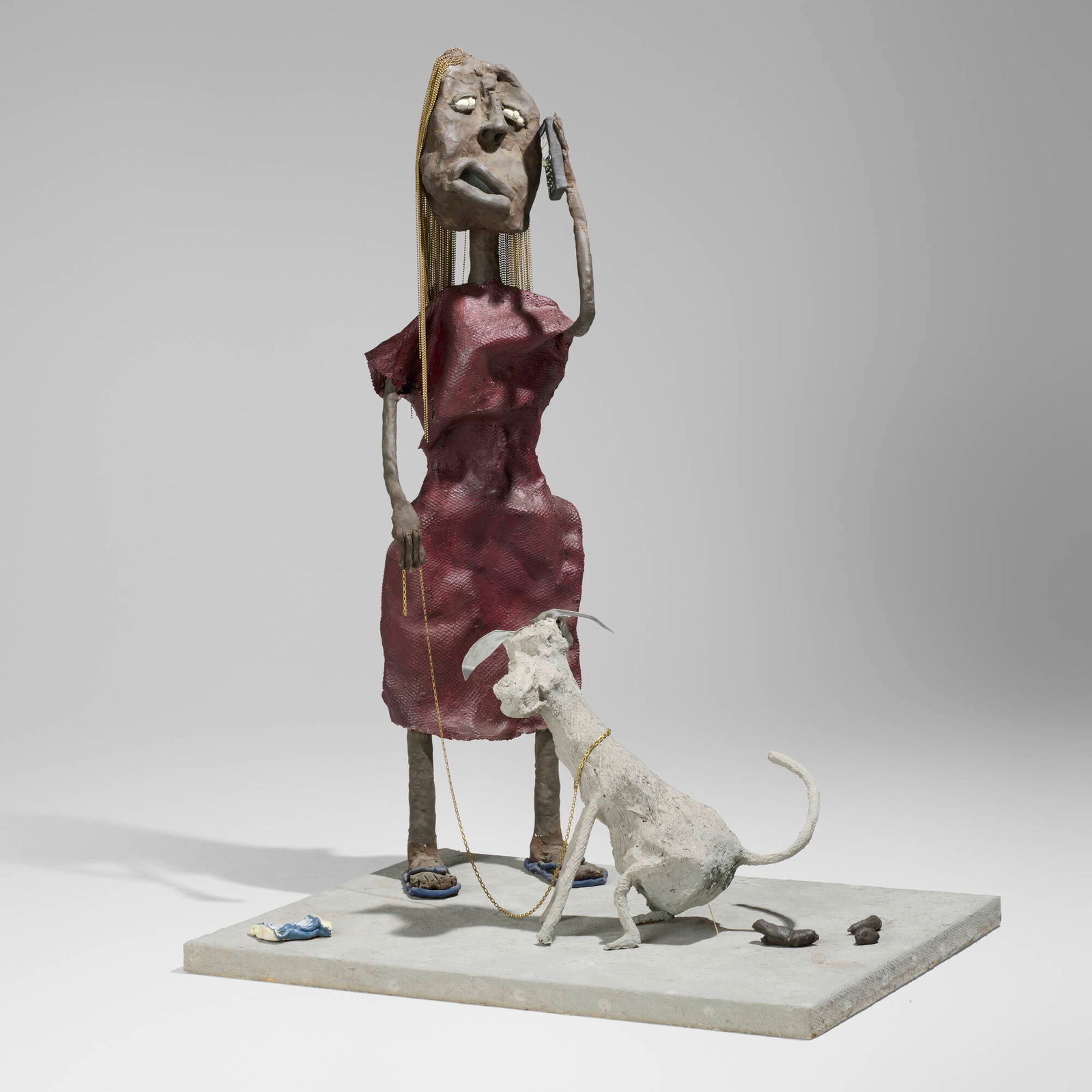 Will Ryman, Woman Walking her Dog: Will Ryman Woman Walking her Dog clay, steel mesh, enamel and found object constructions 67 h x 48 w x 36 d in (170 x 122 x 91 cm) Provenance: Acquired directly from the artist's studio in 2006 by