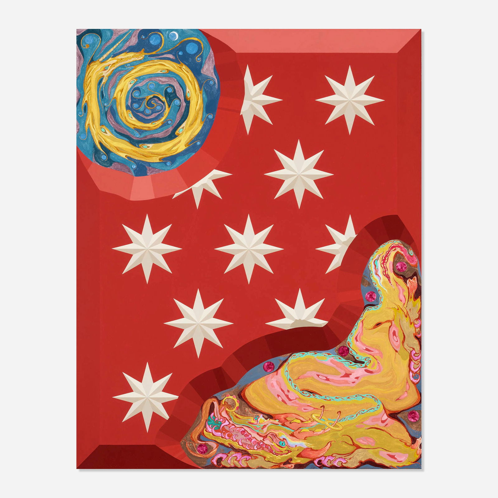 Gregg Parma Smith, Relief Painting: Peaceable Kingdom (Serpents): Gregg Parma Smith Relief Painting: Peaceable Kingdom (Serpents) 2018 oil on canvas 27.75 h x 22 w in (70 x 56 cm) Provenance: David Lewis Gallery, New York | Private Collection This work will