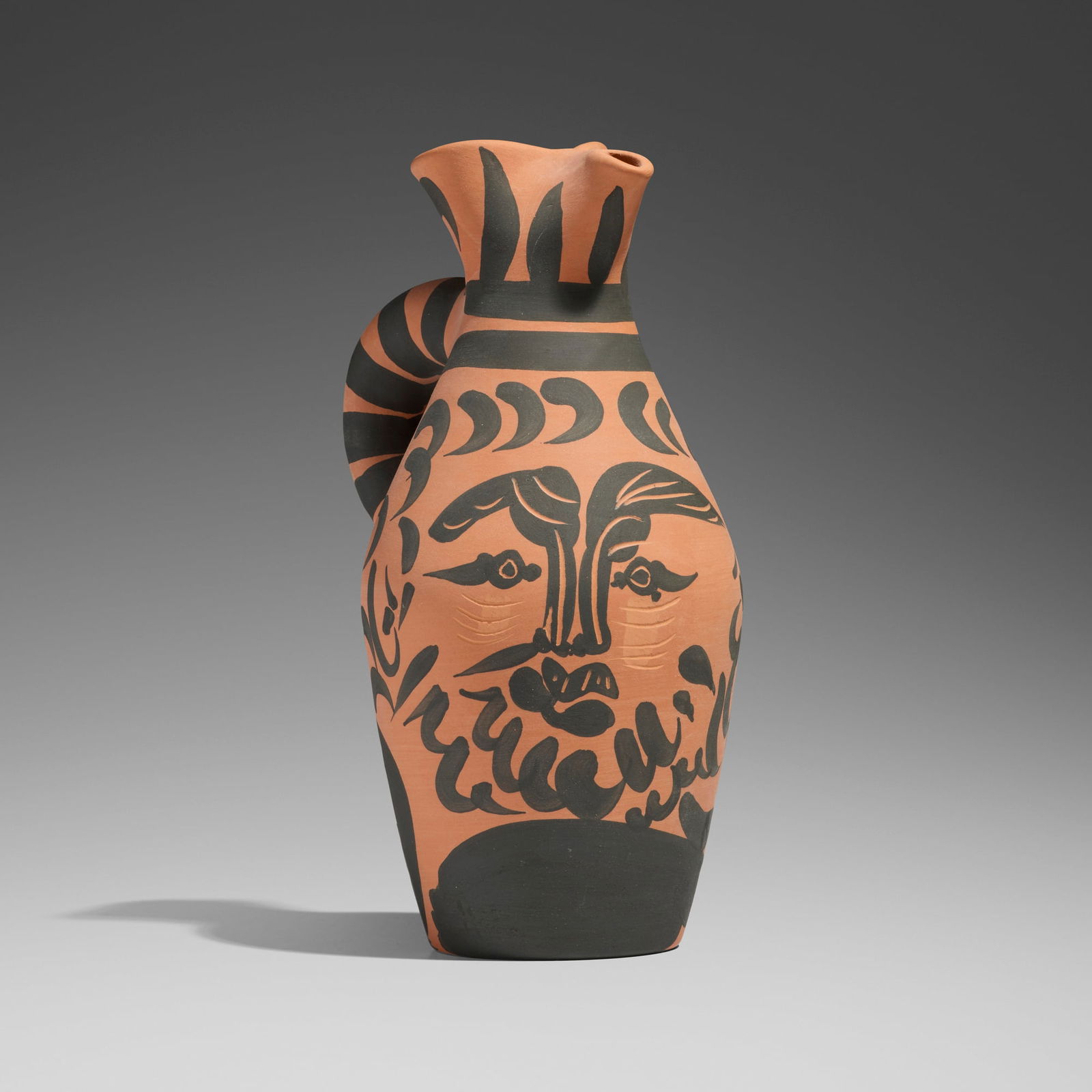 Pablo Picasso, Yam Barbu: Pablo Picasso Yam Barbu 1963red earthenware with engobe decoration 10.5 h x 6.5 w x 5 d in (27 x 17 x 13 cm) Incised studio mark and number to underside 'Edition Picasso 291/300 Madoura V 104'