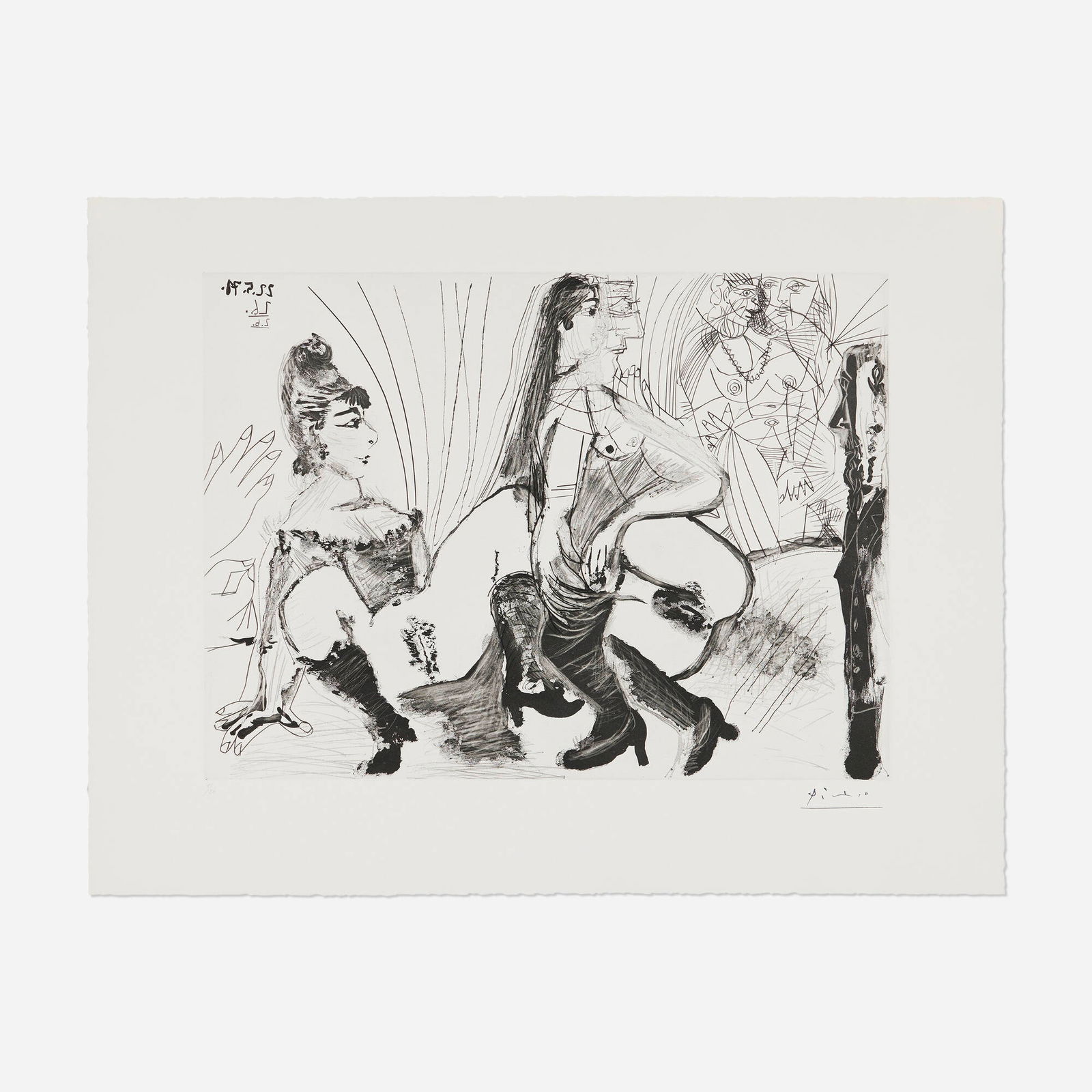 Pablo Picasso, Degas paie et s'en va filles ne sont pas tendre (from La Serie 156): Pablo Picasso Degas paie et s'en va filles ne sont pas tendre (from La Serie 156) 1971 / 1978etching on BFK Rives image: 14.5 h x 19.375 w in (37 x 49 cm) sheet: 19.75 h x 25.875 w in (50 x 66 cm)