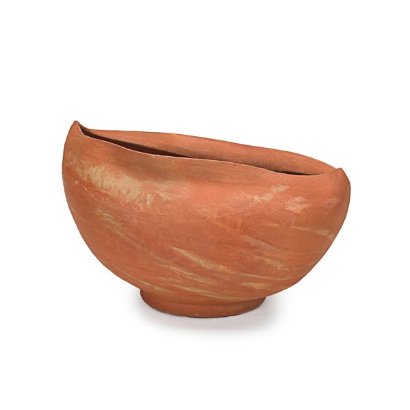 GEORGE OHR Marbelized bisque bowl: GEORGE OHR (1857 - 1918) Scroddled bisque bowl, Biloxi, MS, 1898-1910; Script signature; 4" x 7 1/2" Published: Ellison, George Ohr, Art Potter, pl. 144; Provenance: The collection of Robert A. Elliso
