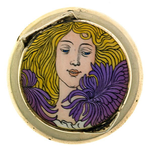 J. M. AUCHENTALLER; G. A. SCHEIDT Snuffbox: JOSEF MARIA AUCHENTALLER GEORG ANTON SCHEIDT Snuffbox with female portrait, Austria, 1910s; Painted enamel, silver, gold-washed silver; Stamped GAS/K with touchmarks for Austrian second standard silve