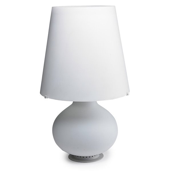 MAX INGRAND; FONTANA ARTE Large table lamp: MAX INGRAND (1908 - 1969) FONTANA ARTE Large table lamp, Italy, 1960s; Cased glass, painted metal, five sockets; Unmarked; 32" x 19"