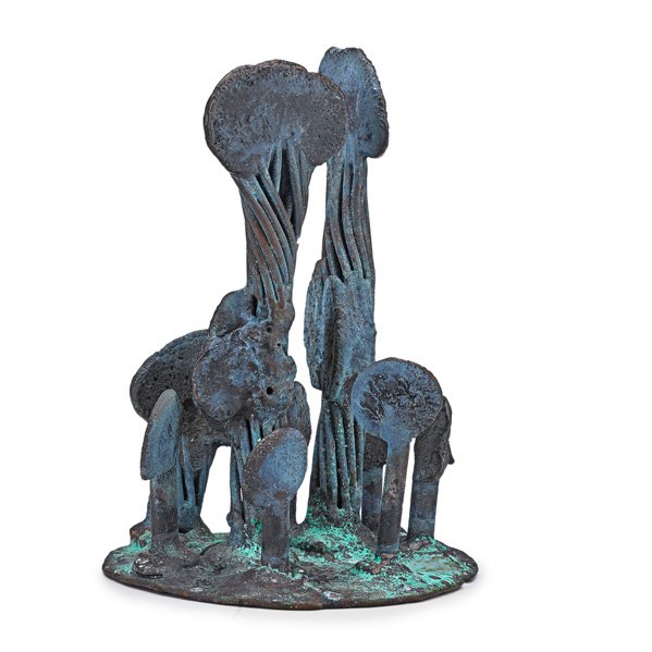 KLAUS IHLENFELD "Arizona Landscape": KLAUS IHLENFELD (b. 1934) "Arizona Landscape," Berks County, PA, 2012; Oxidized bronze; Signed; 6" x 4 1/2" x 4"