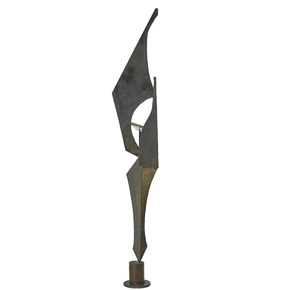 JAMES BEARDEN Sculpture: JAMES BEARDEN (b. 1964) Outdoor sculpture from the "Cavernous Void" series, Des Moines, IA, 2012; Patinated steel; Signed; 73 1/2" x 13 1/2" x 11" Provenance available: Certificate of authenticity fro