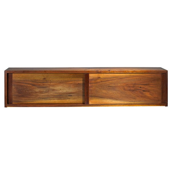 GEORGE NAKASHIMA Hanging Wall Case: GEORGE NAKASHIMA (1905 - 1990) NAKASHIMA STUDIOS Hanging Wall Case, New Hope, PA, before 1954; Walnut; Unmarked; 12" x 54" x 10" Provenance available: Letter of authentication from Mira Nakashima