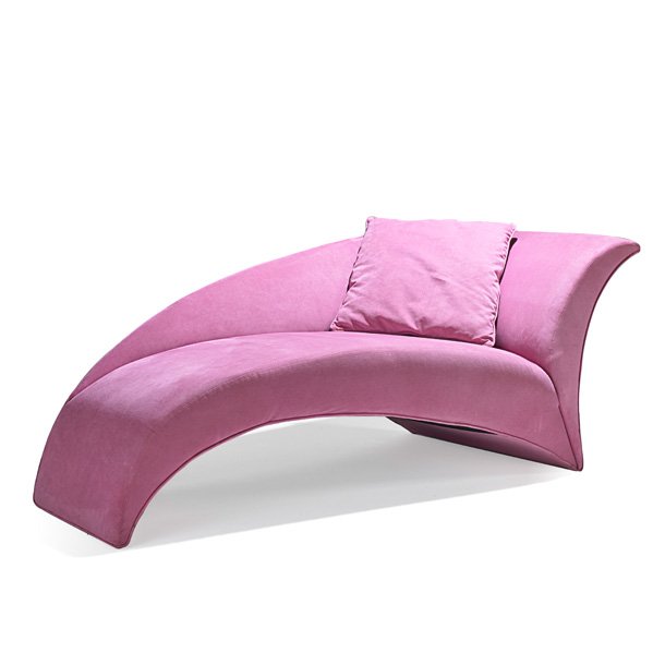 VLADIMIR KAGAN Marilyn chaise lounge: VLADIMIR KAGAN (b. 1927) WEIMAN PREVIEW Marilyn chaise lounge, USA, 1990s; Microfiber; Unmarked; 30" x 35 1/2" x 73"