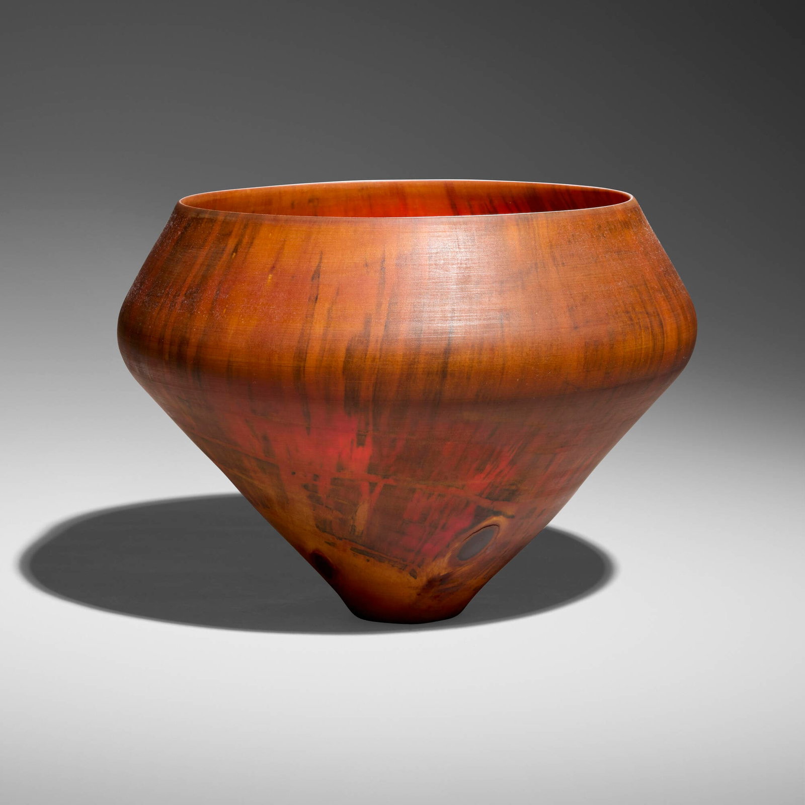 Ron Kent, Large vessel: Ron Kent Large vessel c. 1990Norfolk Island pine 9.375 h x 12.875 dia in (24 x 33 cm) Incised signature to underside 'Ron Kent'. Provenance: Collection of David Trauten