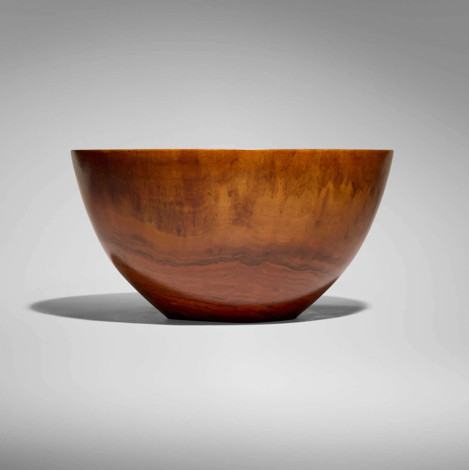Ed Moulthrop, Bowl: Ed Moulthrop Bowl c. 1985cherry 6.375 h x 12.125 dia in (16 x 31 cm) Signed to underside 'Moulthrop' with branded 'M'. This work will ship from Lambertville, New Jersey.