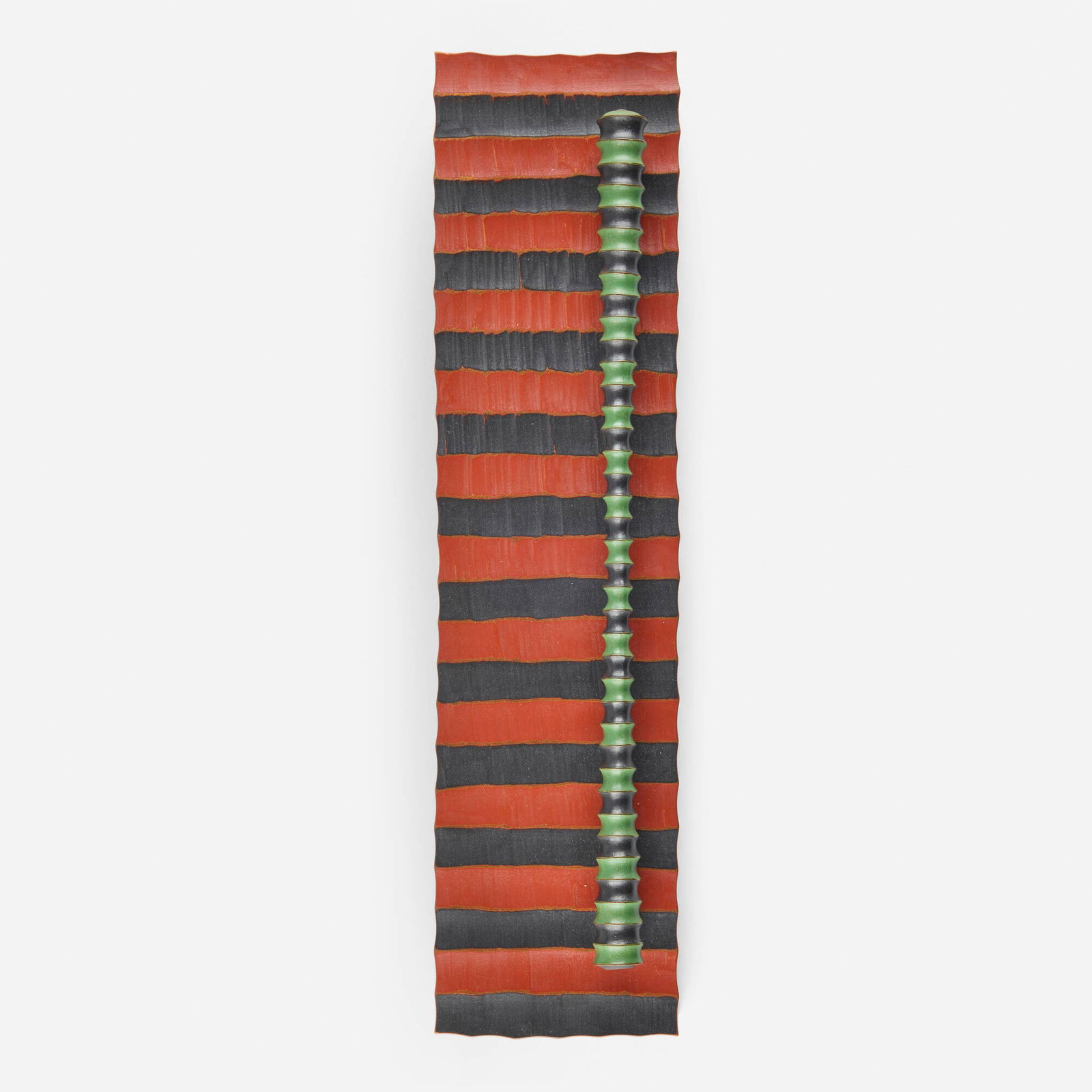 Tom Loeser, Extrusion wall-hanging cabinet: Tom Loeser Extrusion wall-hanging cabinet USA, 1996 painted mahogany 21 h x 5.125 w x 5.375 d in (53 x 13 x 14 cm) Signed and dated to reverse 'Tom Loeser '96'. Sold with artist-made cleat. 