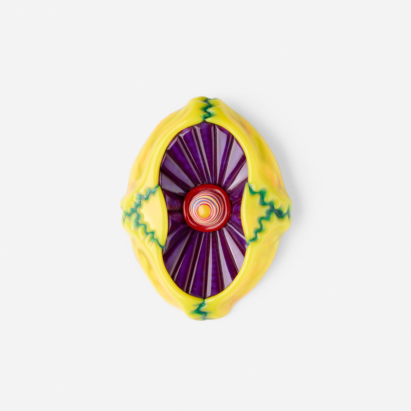 Peter Chang, Brooch: Peter Chang Brooch c. 1995 acrylic resin 2.875 h x 3.75 w x 0.875 d in (7 x 10 x 2 cm) Provenance: Collection of Marge Brown Kalodner and Philip Kalodner This work will ship from Lambertville,