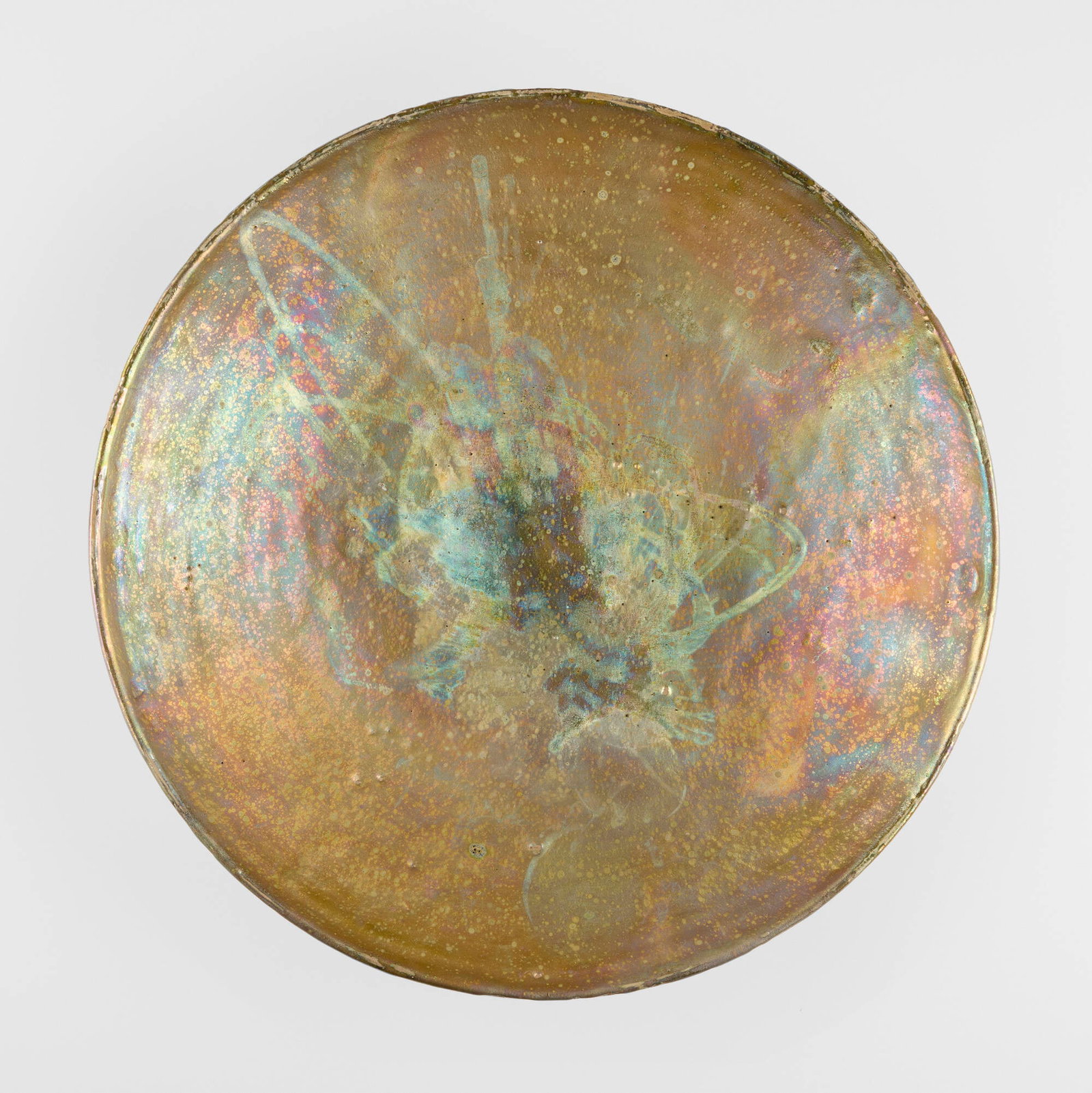 Beatrice Wood, Large bowl: Beatrice Wood Large bowl c. 1990 lustre-glazed earthenware 4.25 h x 18 dia in (11 x 46 cm) Glazed signature to underside 'Beato' with inscription 'BWTF 801'. Provenance: Collection of Otto Heino