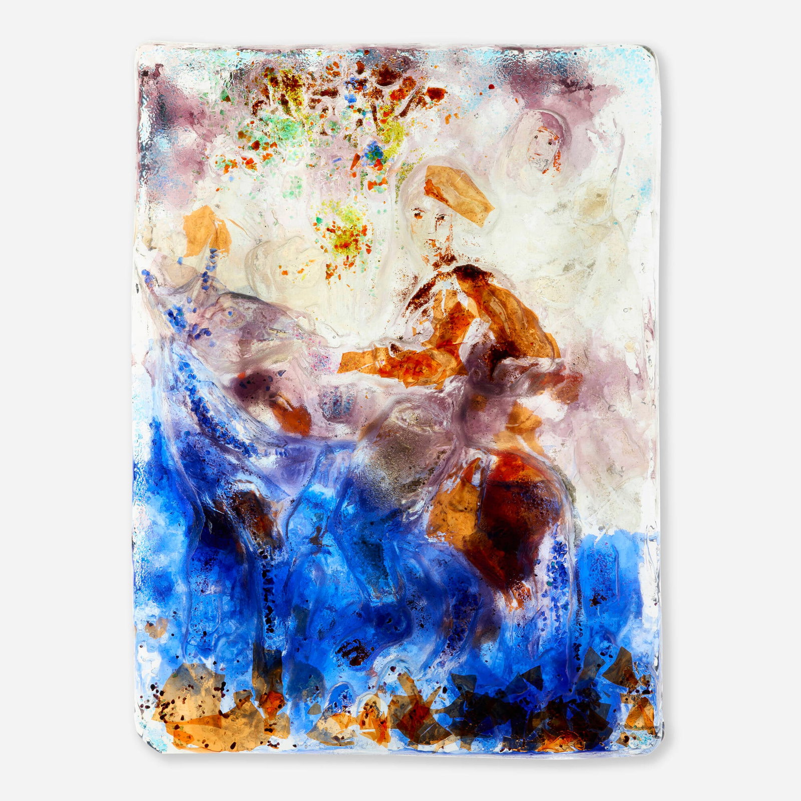 Egidio Costantini, Untitled (After Chagall): Egidio Costantini Untitled (After Chagall) Fucina degli Angeli 1970 glass 15 h x 11 w x 2 d in (38 x 28 x 5 cm) Etched signature, date and number to lower edge 'Egidio Costantini 3/5 ? 1970 Fucina