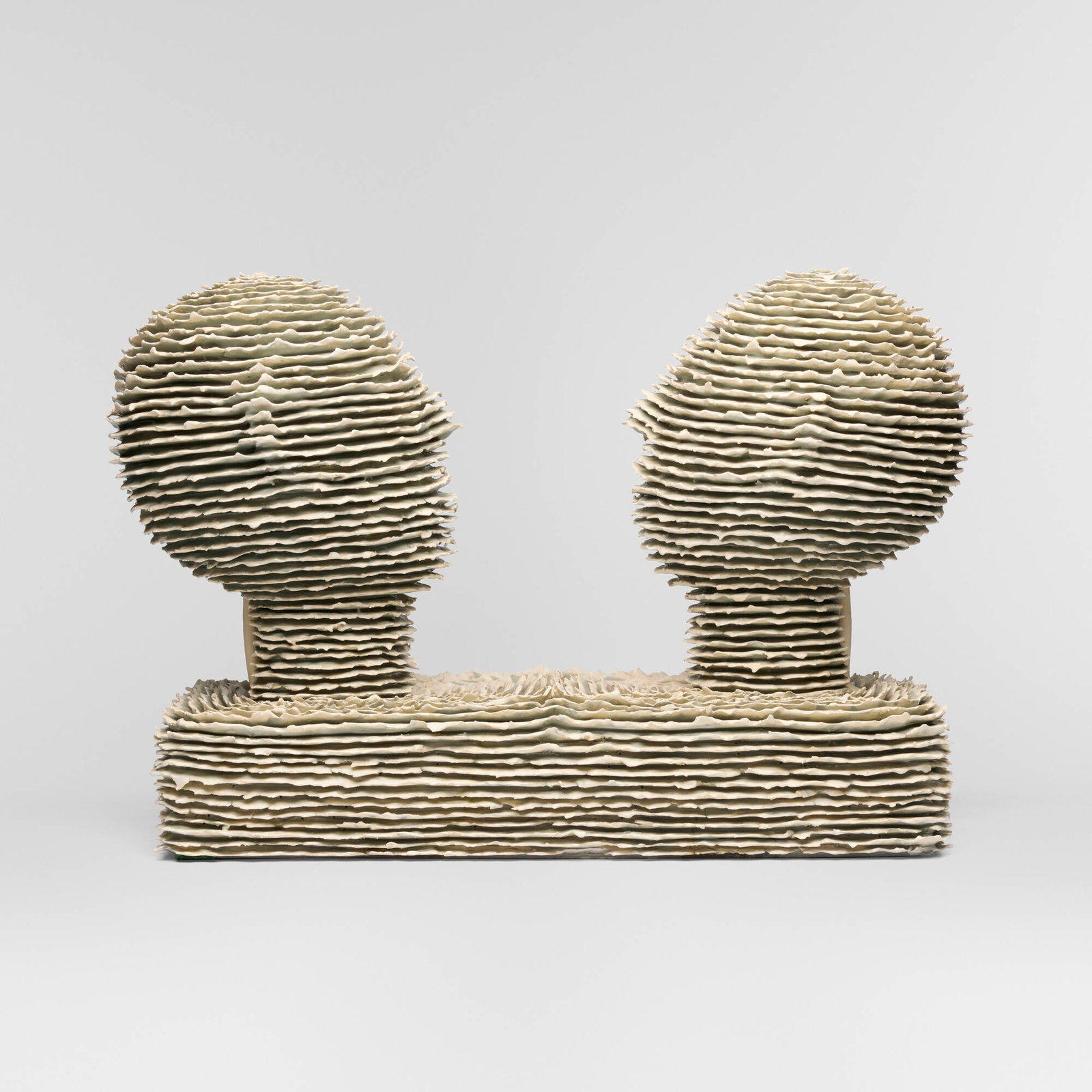 Nancy Carman, Untitled (Heads): Nancy Carman Untitled (Heads) glazed earthenware 15.75 h x 24 w x 10 d in (40 x 61 x 25 cm) Provenance: Collection of Marge Brown Kalodner and Philip Kalodner Th