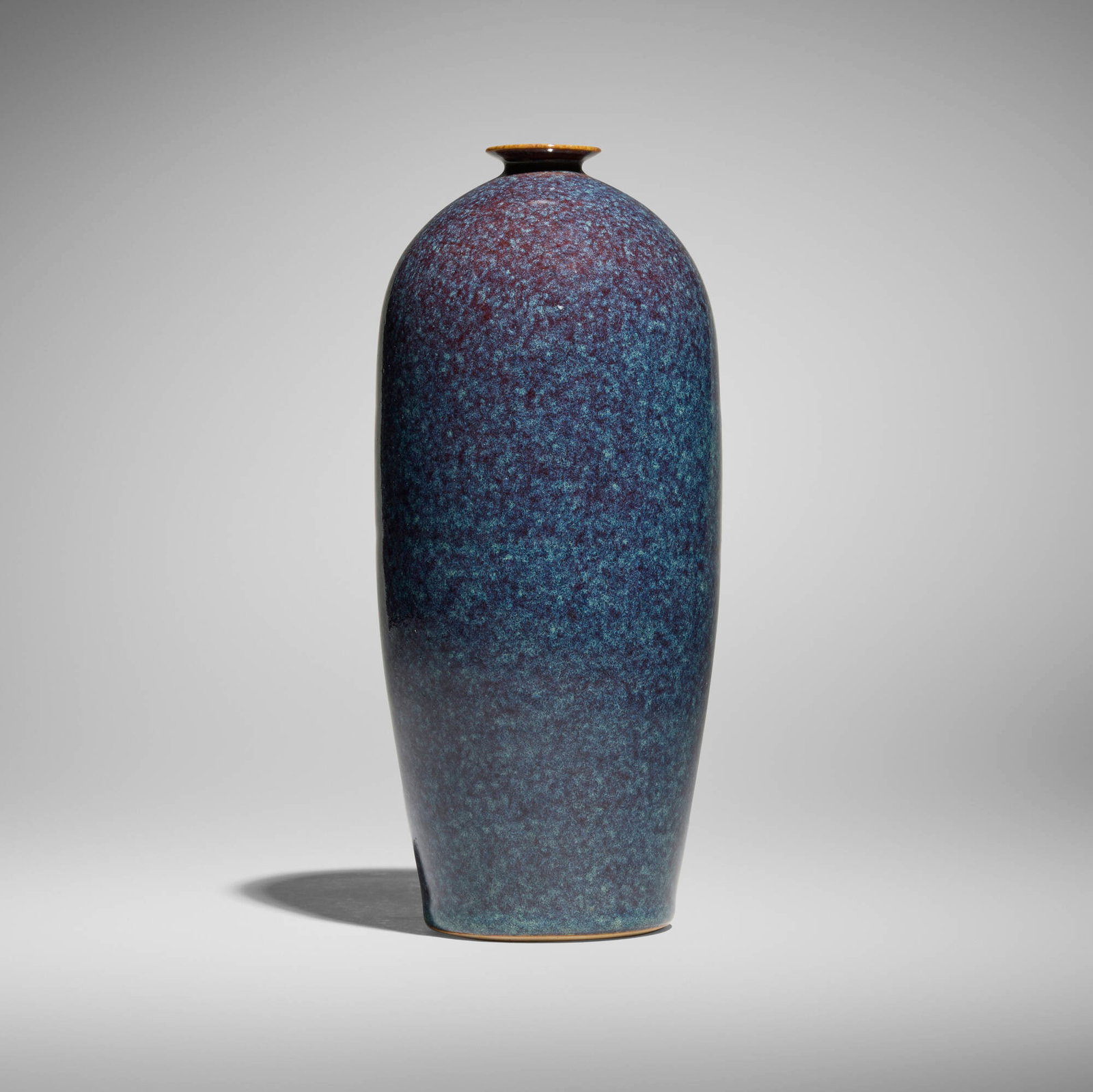 Brother Thomas Bezanson, Tall vase: Brother Thomas Bezanson Tall vase c. 1975purple copper-glazed porcelain 9.5 h x 4.25 dia in (24 x 11 cm) Incised signature and inscription to underside 'Benedictine Monks Weston Vermont' with