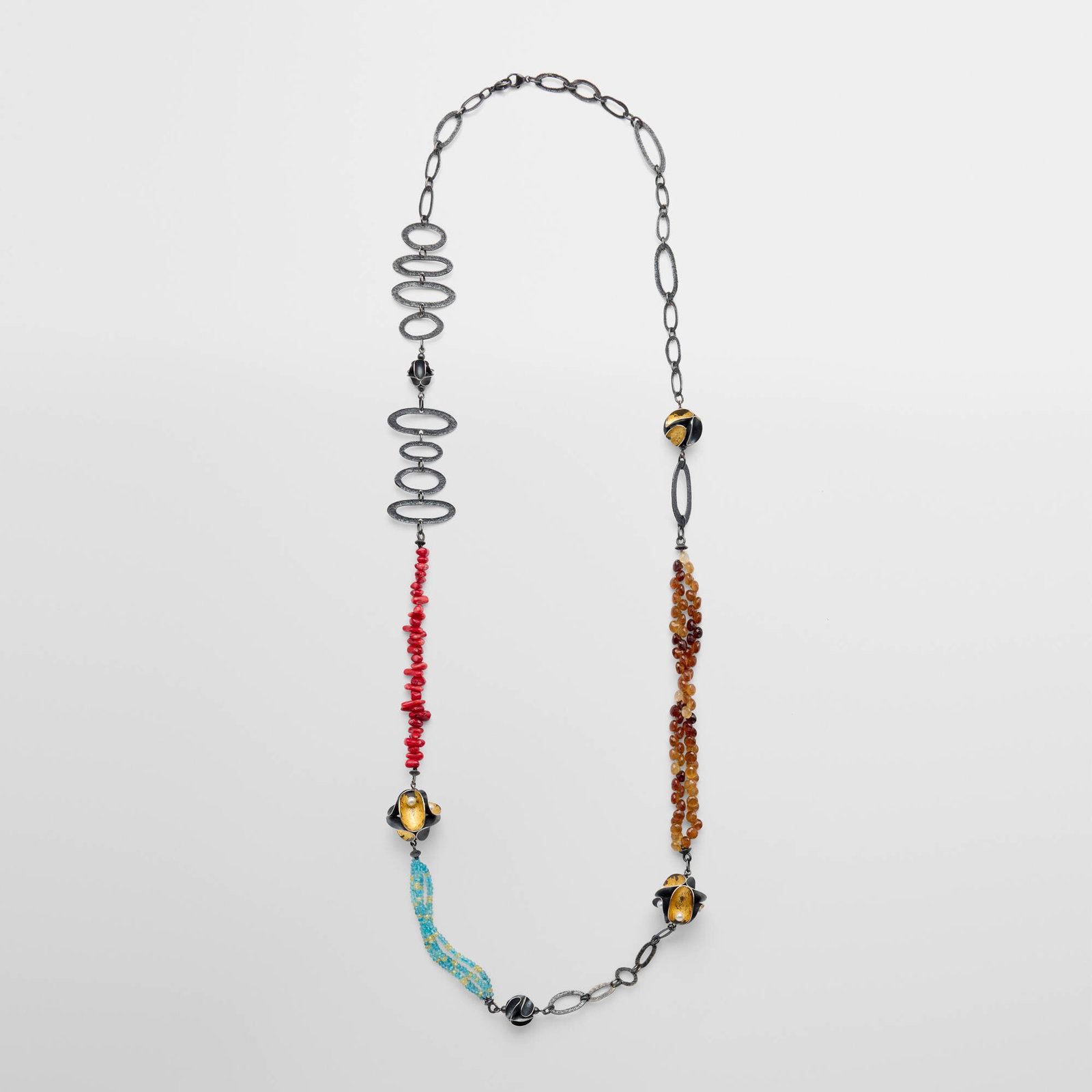 So Young Park, Necklace: So Young Park Necklace c. 2010oxidized silver, gold leaf, coral, glass beads, pearl 1.25 h x 1 d x 44.5 l in (3 x 3 x 113 cm) Provenance: Acquired directly from the artist by
