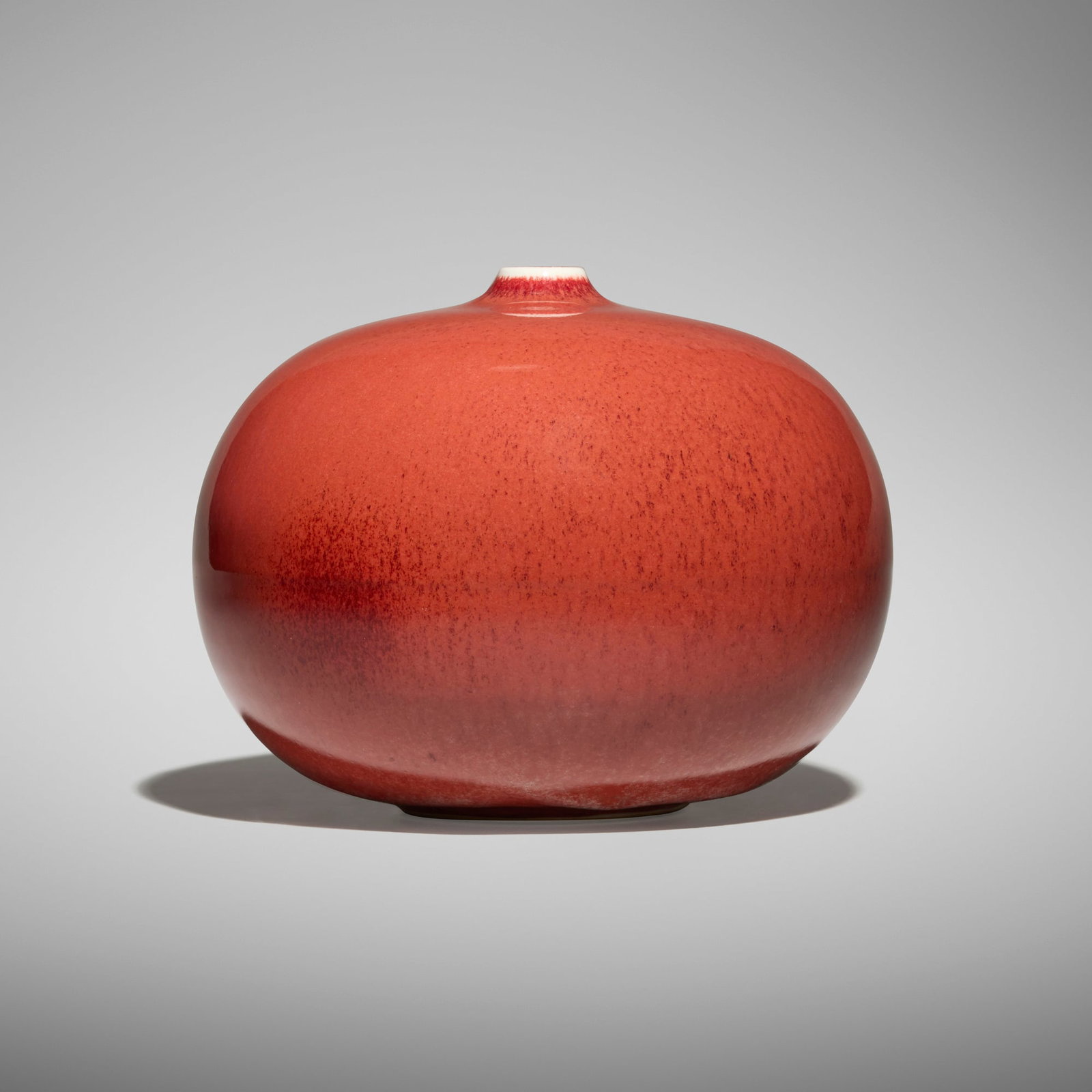 Brother Thomas Bezanson, Vase: Brother Thomas Bezanson Vase c. 1975copper red-glazed porcelain 7.25 h x 9.25 dia in (18 x 23 cm) Incised signature and inscription to underside 'Benedictine Monks Weston Vermont' with ichthys
