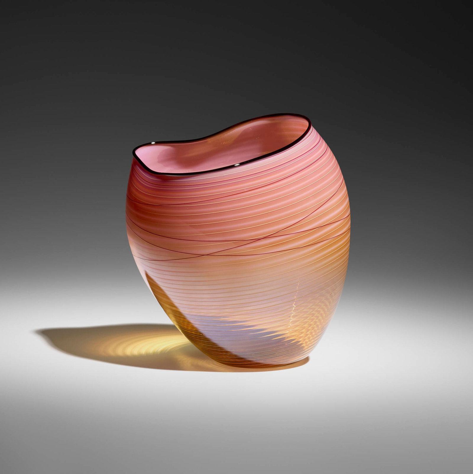 Dale Chihuly, Coral Basket: Dale Chihuly Coral Basket 2000 hand-blown glass 9 h x 8 w x 7.75 d in (23 x 20 x 20 cm) Etched signature and date to underside 'Chihuly '00'. This work will ship from Los Angeles,