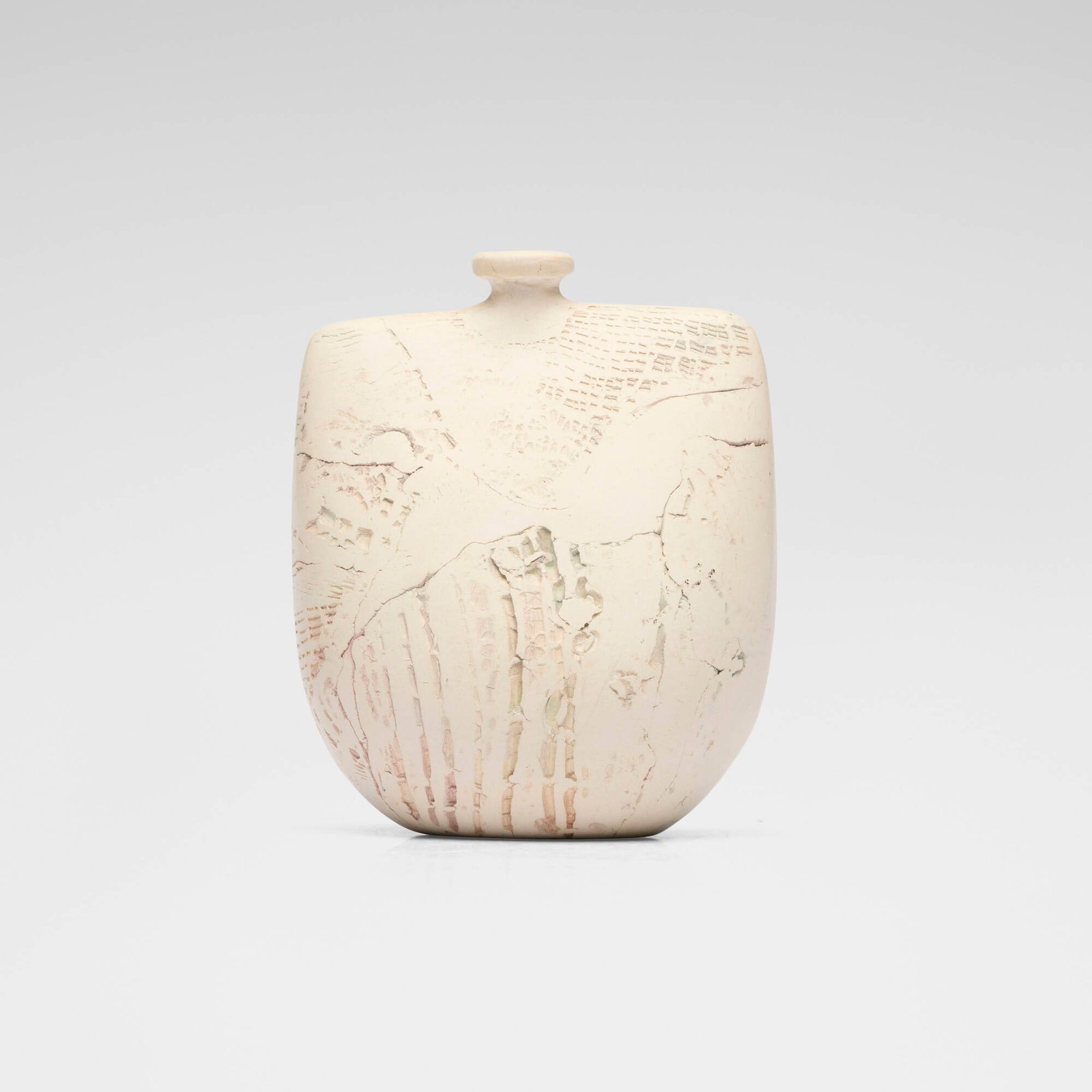 Peter Hayes, Bow Form: Peter Hayes Bow Form c. 1990 raku-fired earthenware 4.25 h x 3.5 w x 2.625 d in (11 x 9 x 7 cm) Incised signature to underside 'Peter Hayes' with impressed artist's mark. Provenance: The Clay