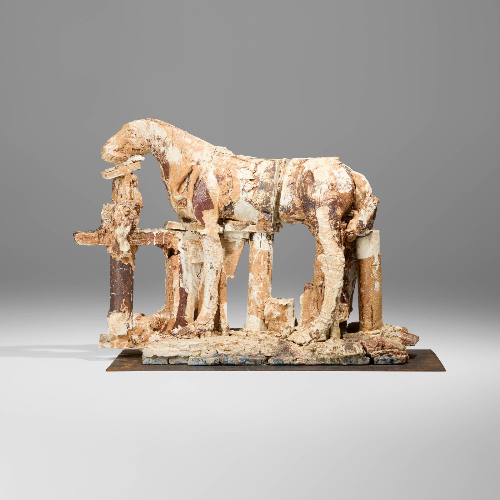 Jean-Pierre Larocque, Cheval: Jean-Pierre Larocque Cheval c. 1998soda-fired stoneware, steel 28 h x 37 w x 20 d in (71 x 94 x 51 cm) Provenance: Collection of Marge Brown Kalodner and Philip Kalodner