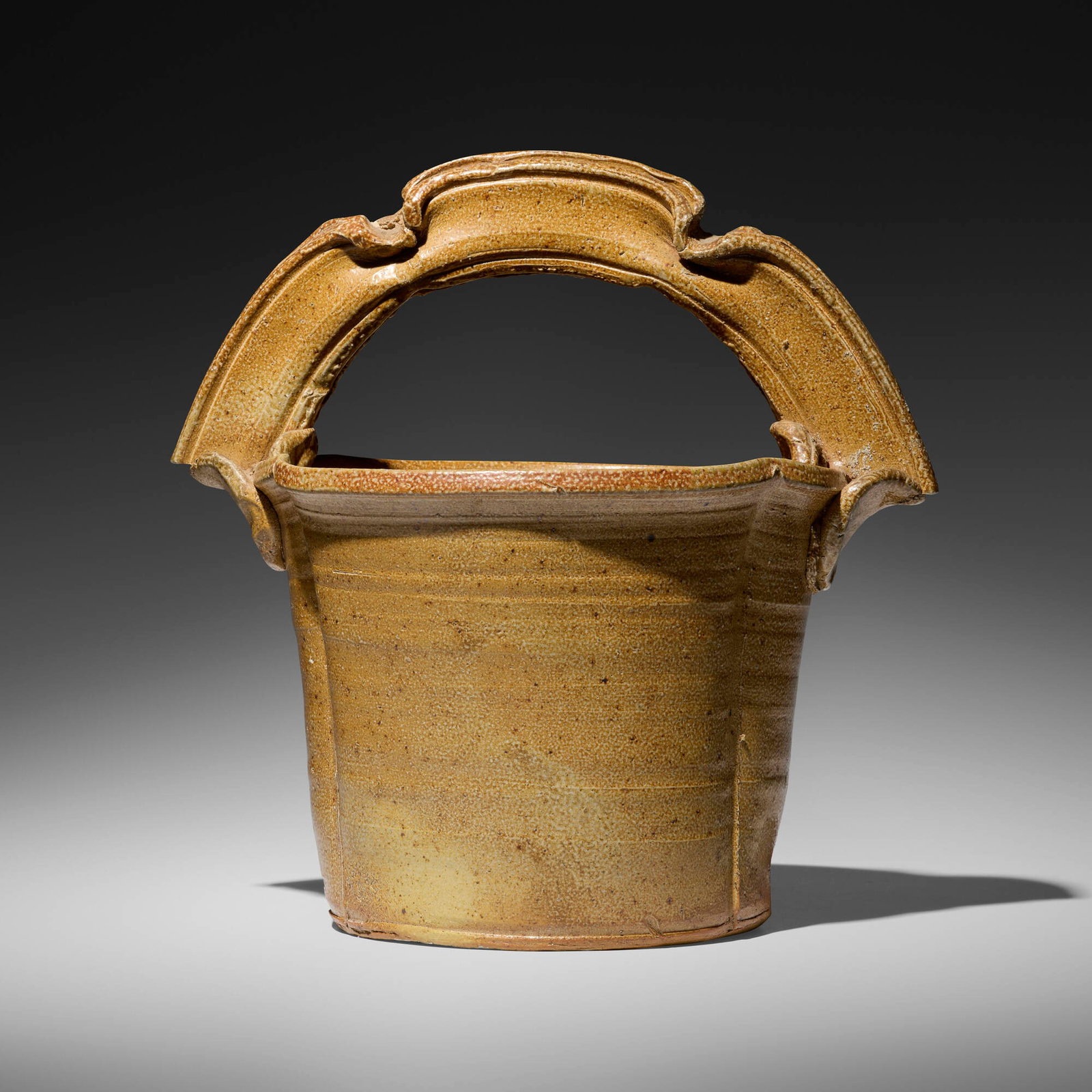 Betty Woodman, Basket: Betty Woodman Basket c. 1975salt-glazed stoneware 13.5 h x 13.5 w x 10.5 d in (34 x 34 x 27 cm) The present owner studied ceramics under Ken Ferguson at Kansas City Art Institute. She assisted