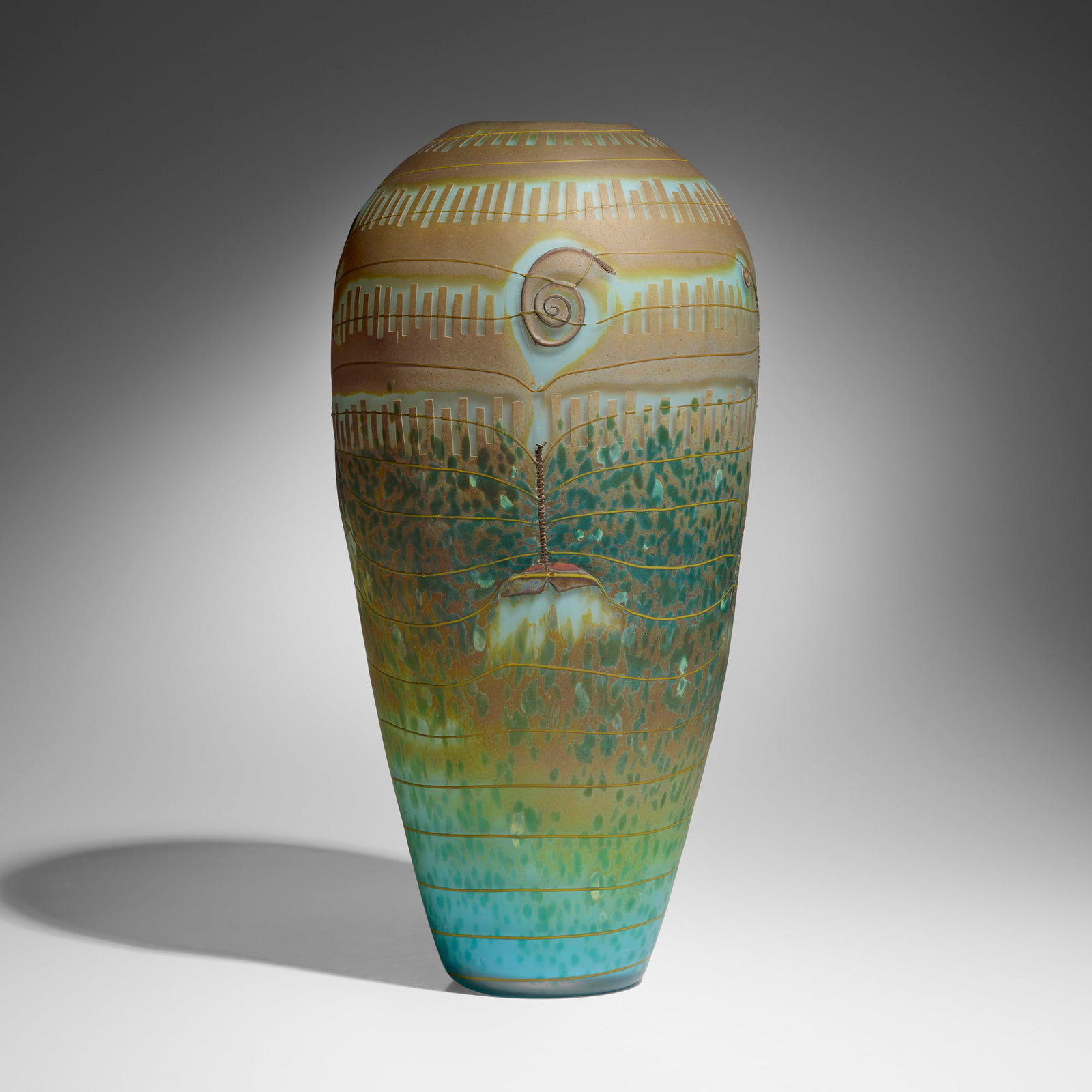 Jose Chardiet, Large vase: Jose Chardiet Large vase 1997 hand-blown glass 22.25 h x 11 dia in (57 x 28 cm) Etched signature and date to underside 'Chardiet 1997'. This work will ship from Lambertville, New Jersey.