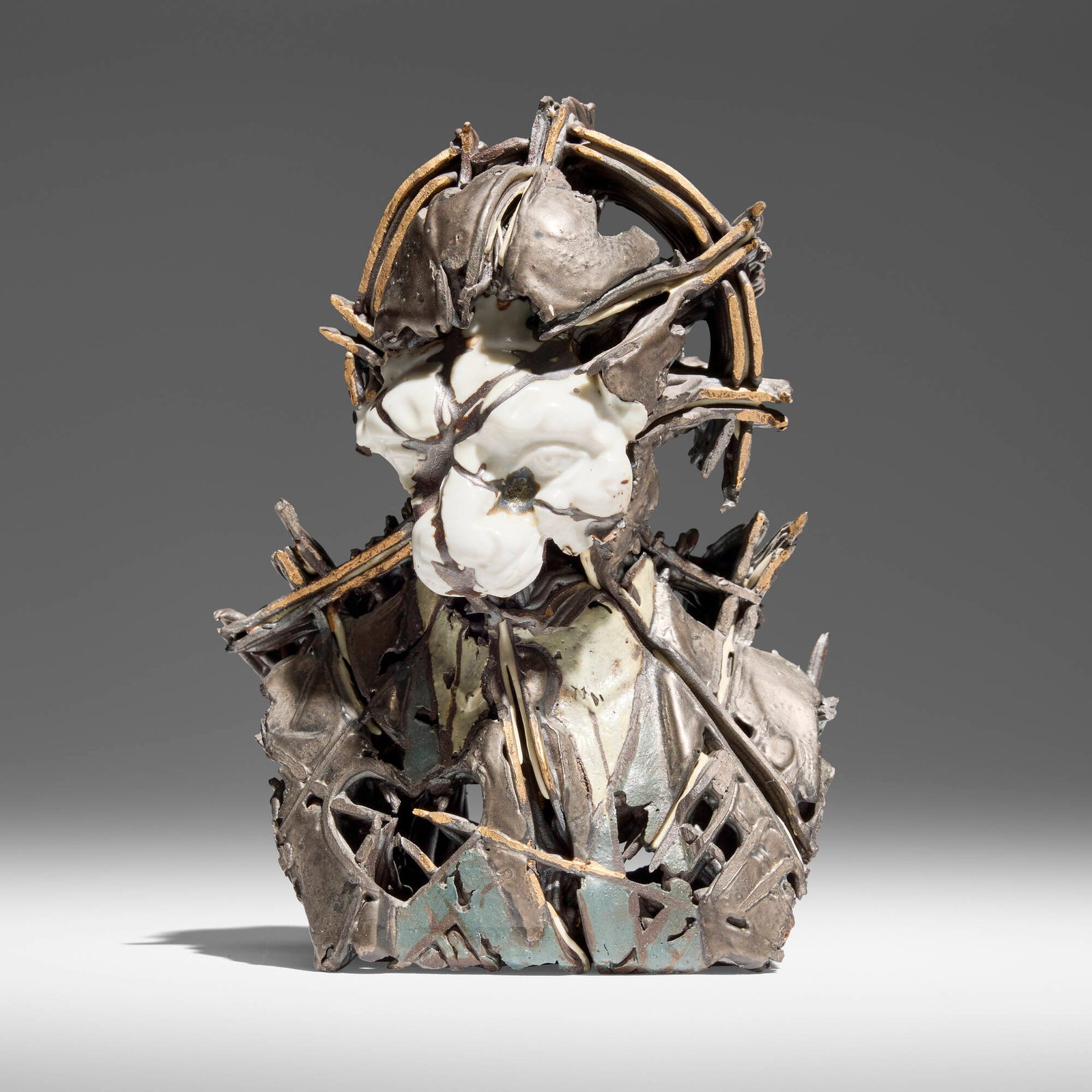 Laszlo Fekete, Miniking I: Laszlo Fekete Miniking I 1993porcelain, stoneware 6.5 h x 4.75 w x 3 d in (17 x 12 x 8 cm) Glazed signature to lower edge 'LF'. Sold with a copy of the exhibition catalog Laszlo Fekete