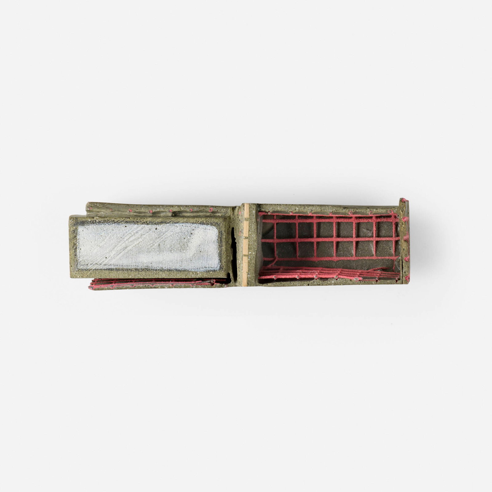 Contemporary, Brooch: Contemporary Brooch resin, wood, wire mesh 1.125 h x 4.25 w x 1.375 d in (3 x 11 x 3 cm) Provenance: Collection of Marge Brown Kalodner and Philip Kalodner This work will ship from Lambertville,