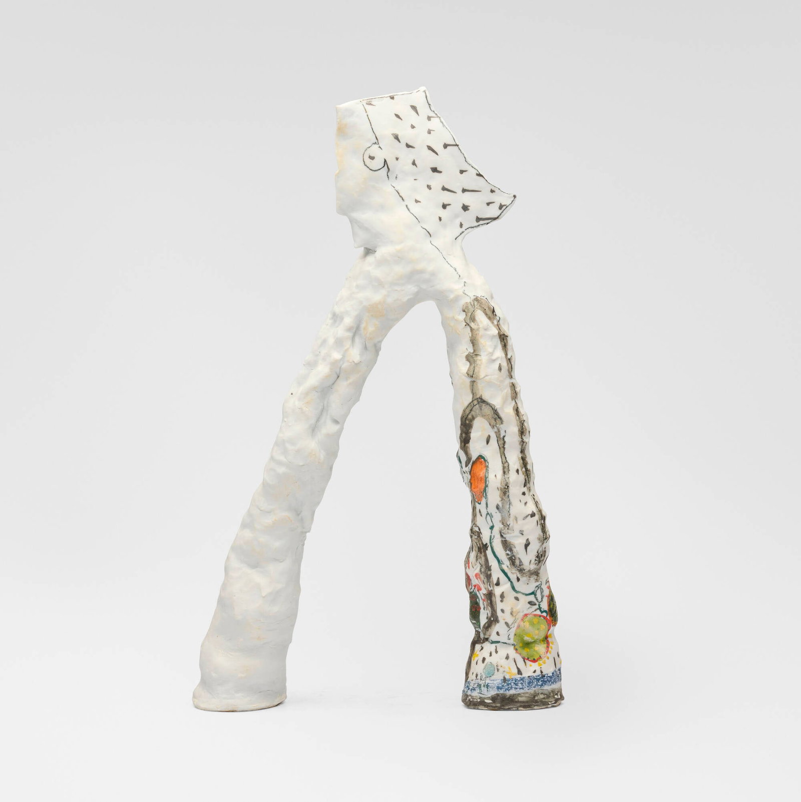 Fabienne Withofs, Untitled: Fabienne Withofs Untitled 2013 glazed, painted and transfer-printed porcelain 18.25 h x 11.25 w x 3.75 d in (46 x 29 x 10 cm) Signed and dated to underside of one leg 'Withofs 13'. Provenance: