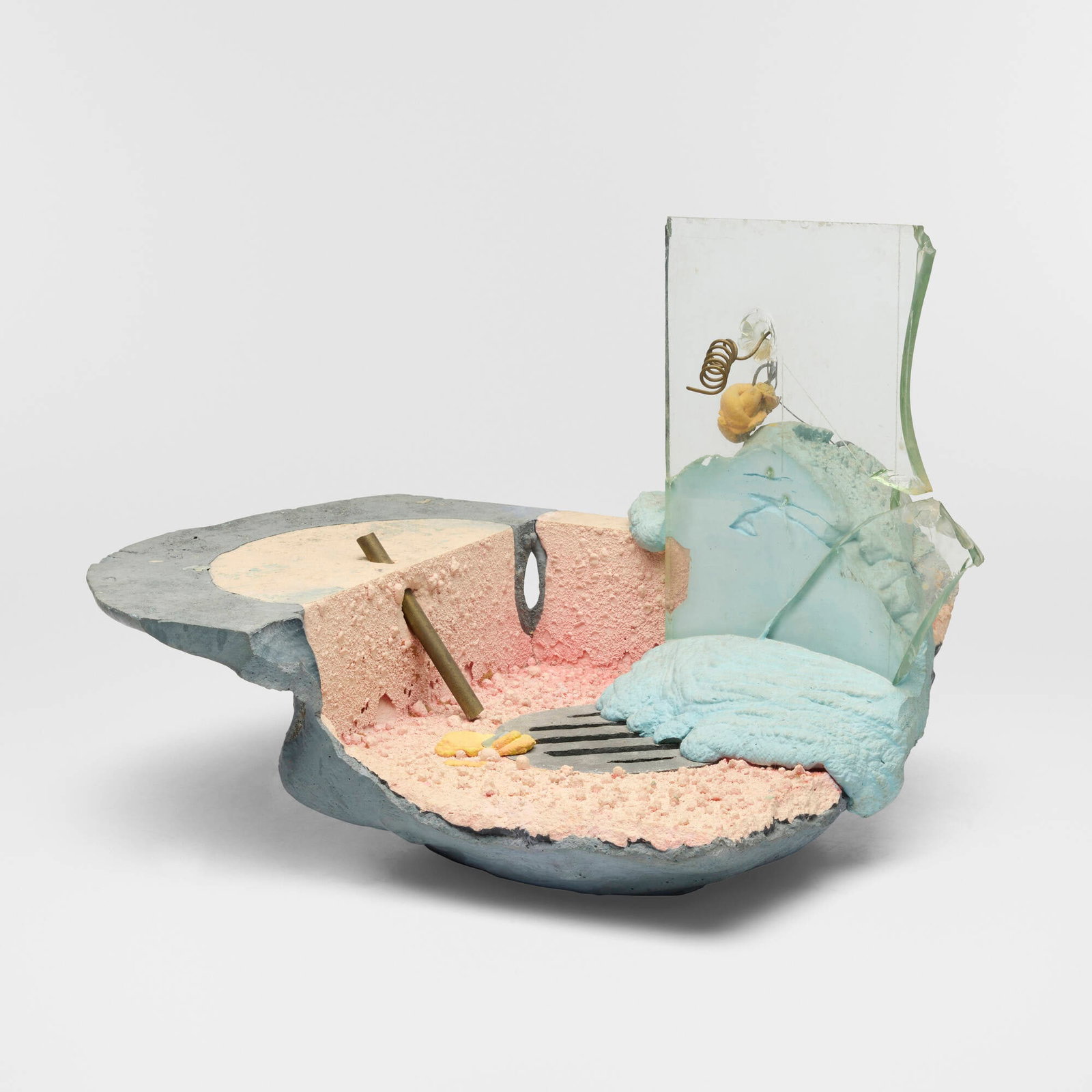 William Geis, A Rose by Any Other Drain: William Geis A Rose by Any Other Drain 1972 fix-all, glass, wire 10.75 h x 15.5 w x 12.25 d in (27 x 39 x 31 cm) This work will ship from Lambertville, New Jersey.