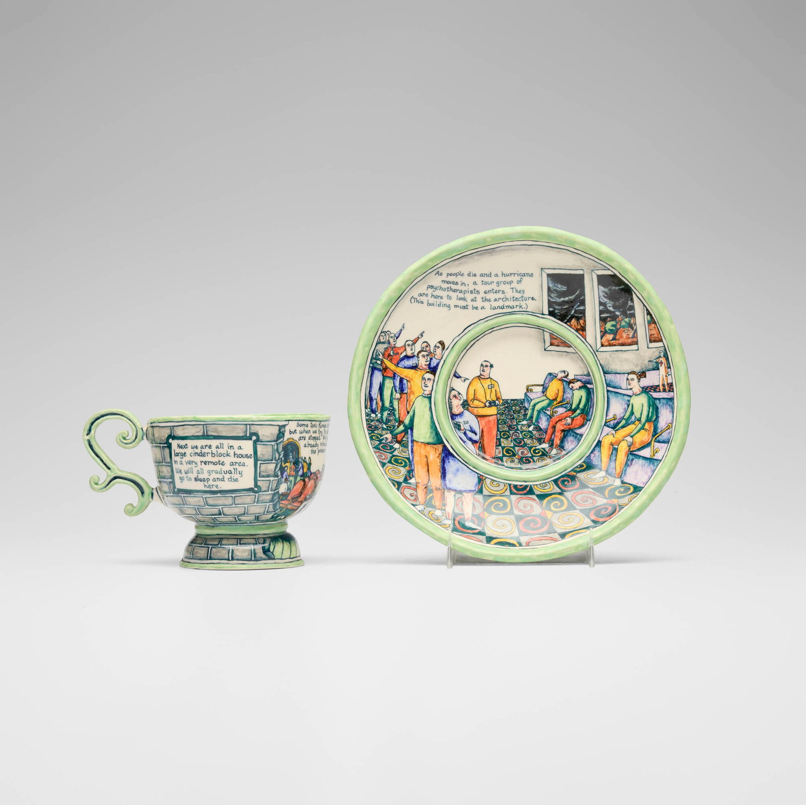 Anne Kraus, Untitlted (Teacup and Saucer): Anne Kraus Untitlted (Teacup and Saucer) c. 1990 glazed porcelain 4.25 h x 8 dia in (11 x 20 cm) Glazed signature to underside of saucer 'Anne Kraus'. Provenance: Collection of Marge Brown