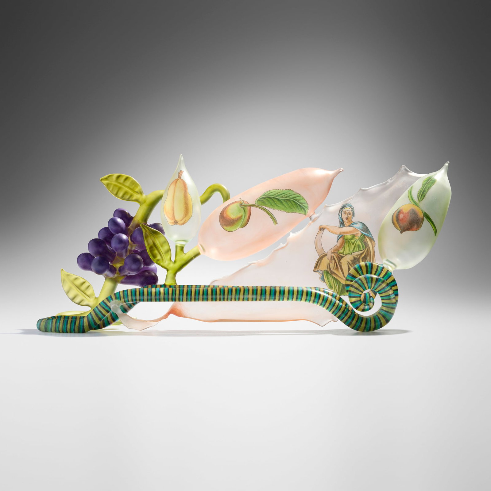Ginny Ruffner, Striped Good Luck Charm: Ginny Ruffner Striped Good Luck Charm 1992lampworked and painted glass 9 h x 22.5 w x 6.5 d in (23 x 57 x 17 cm) Provenance: Heller Gallery, New York | Acquired from the previ