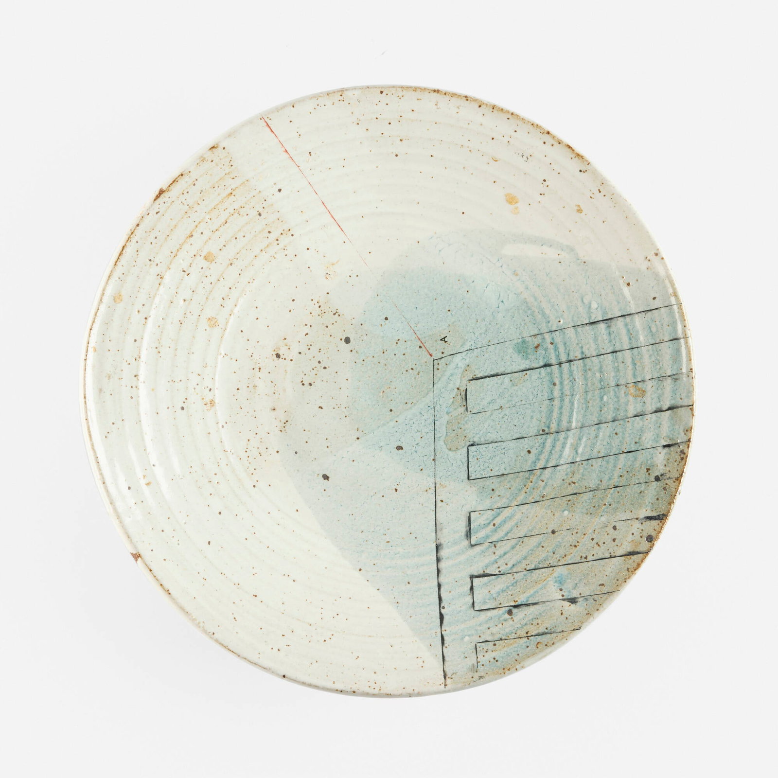 Jim Melchert, Plate: Jim Melchert Plate c. 1970 glazed stoneware 2.75 h x 14 dia in (7 x 36 cm) This work will ship from Lambertville, New Jersey.