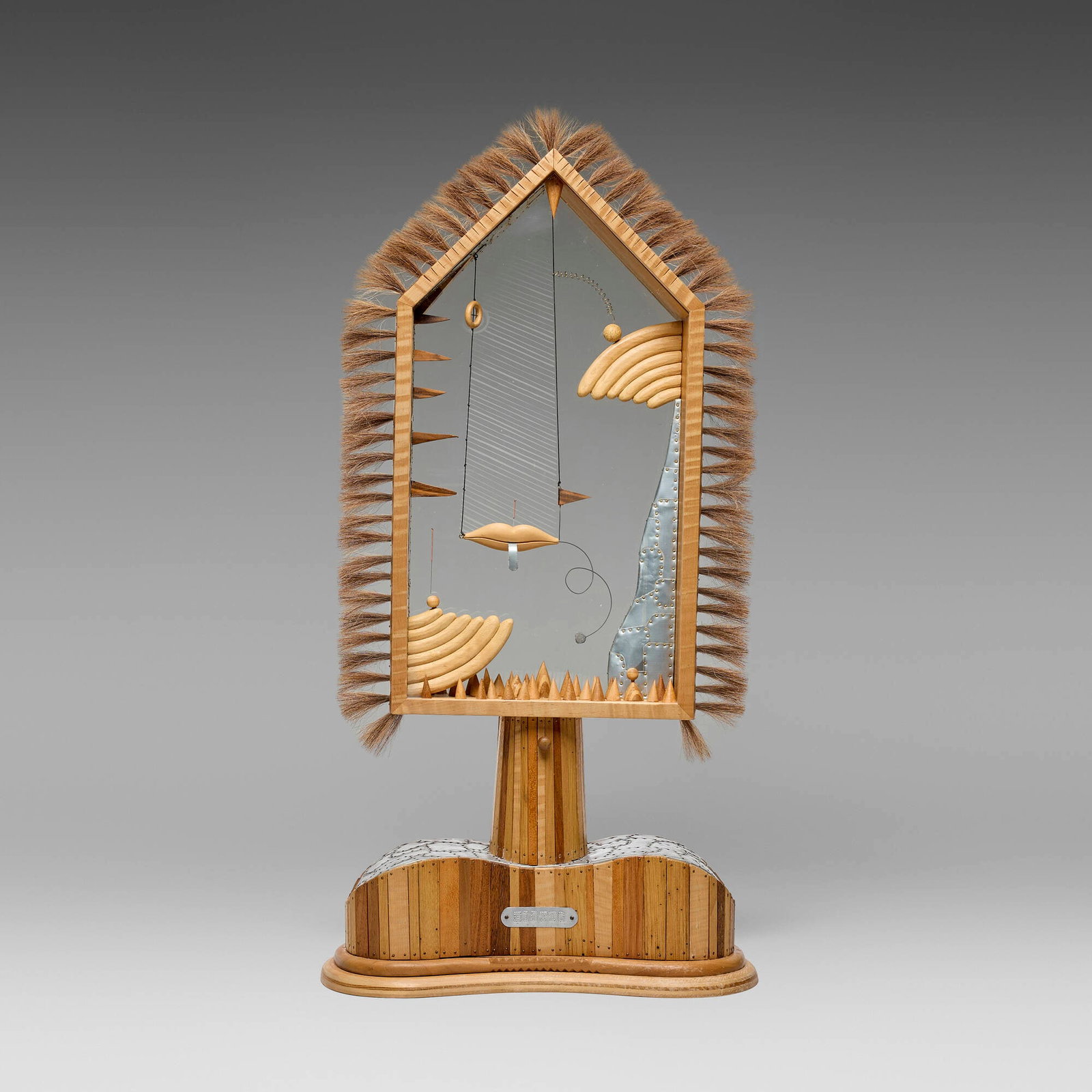 Tommy Simpson, Giotto: Tommy Simpson Giotto c. 1991 various woods, aluminum, metal, Plexiglas 35 h x 18 w x 7 d in (89 x 46 x 18 cm) Impressed title to front 'Giotto'. Provenance: Acquired directly from the artist in