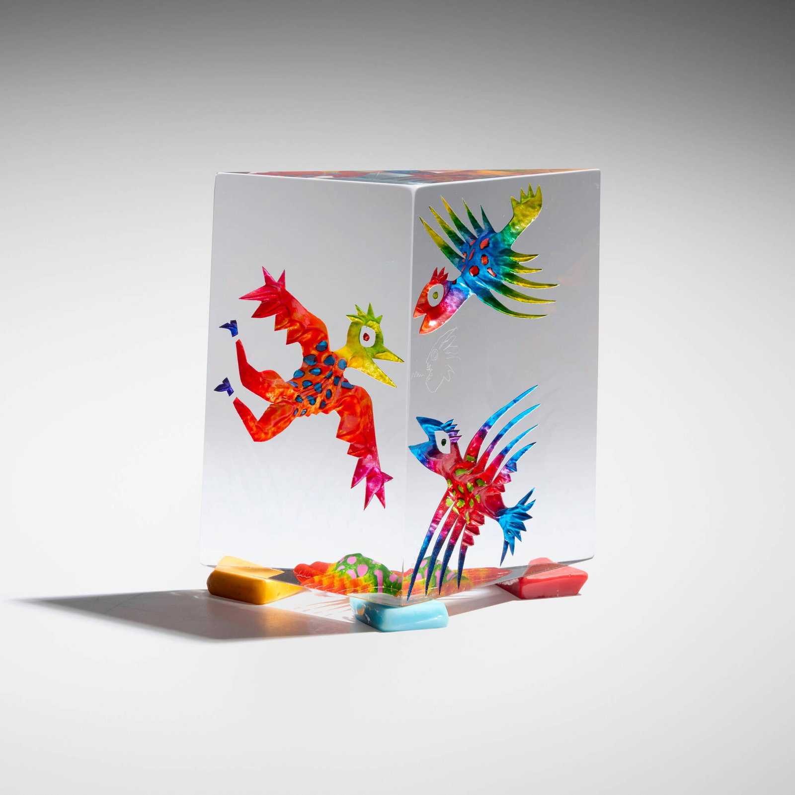 Czeslaw Zuber, Untitled: Czeslaw Zuber Untitled 2008cut, sandblasted and enameled glass 6.75 h x 6.5 w x 4.25 d in (17 x 17 x 11 cm) Incised signature and date to lower edge 'Zuber 2008'. This work