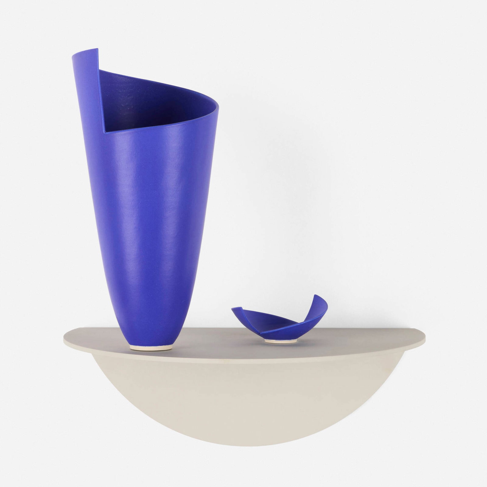 Elsa Rady, Still Life No. 70: Elsa Rady Still Life No. 70 1998 glazed earthenware, enameled steel 12.5 h x 5.75 dia in (32 x 15 cm) 2.25 h x 4.5 w x 3.25 d in (6 x 11 x 8 cm) 5 h x 15 w x 10.25 d in (13 x 38 x 26 cm) Signed,