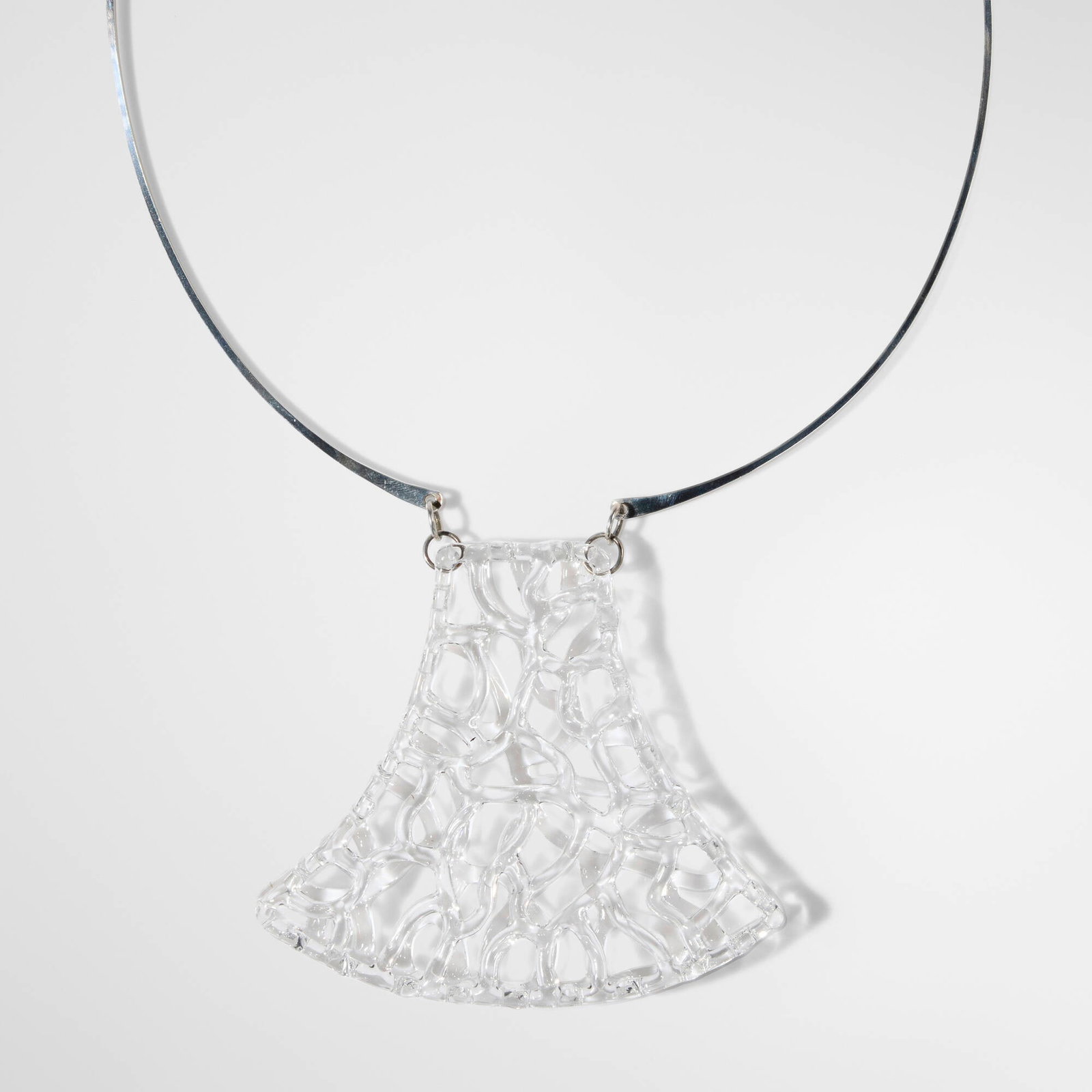 Eunsuh Choi, Pendant necklace: Eunsuh Choi Pendant necklace 21st century silver, flameworked borosilicate glass 9.5 h x 6.5 w x 0.5 d in (24 x 17 x 1 cm) Provenance: Acquired directly from the artist by the present owners 