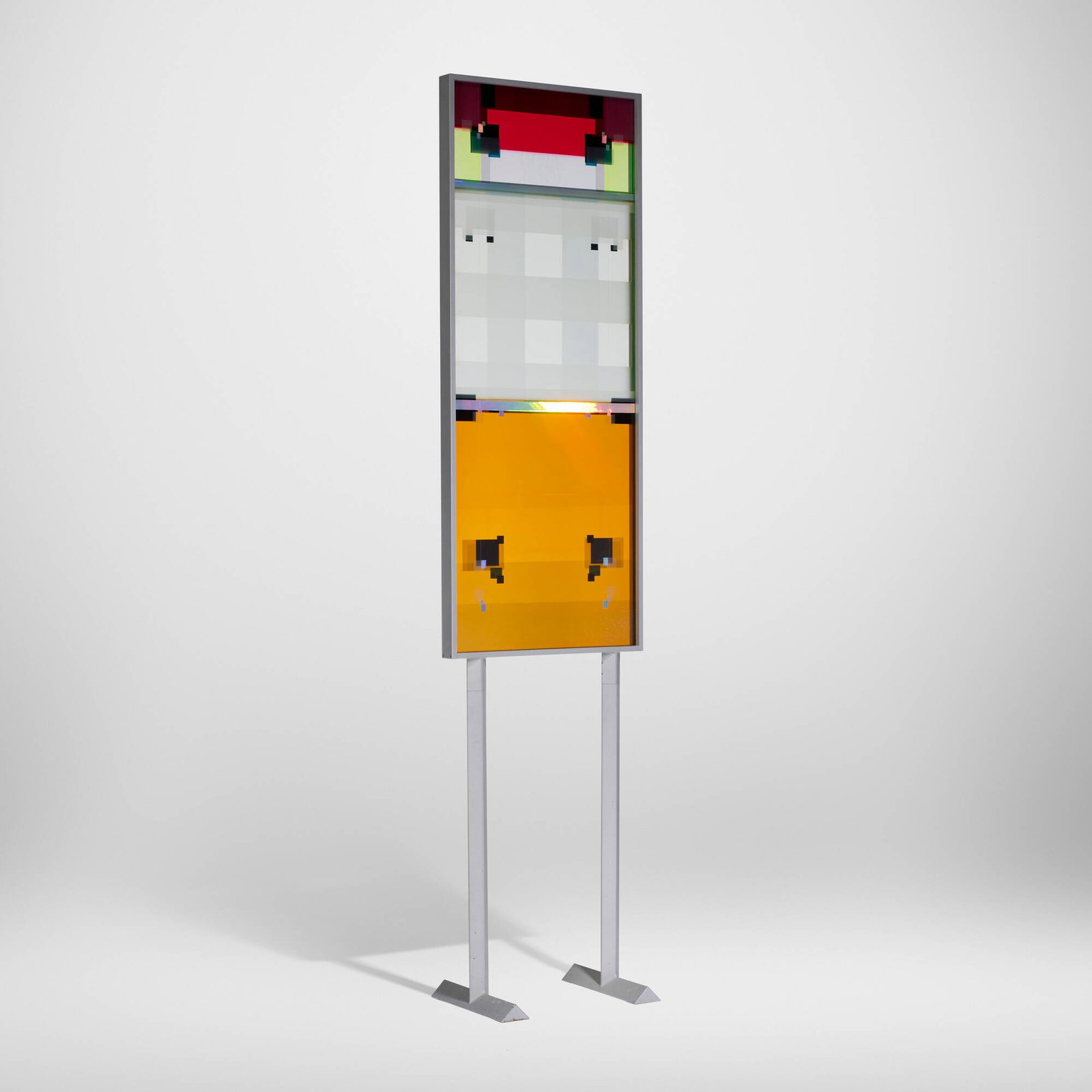 Tom Patti, Spectral Luma II with Orange, Red and Black: Tom Patti Spectral Luma II with Orange, Red and Black 2001glass, dichroic foil, powder-coated steel 84.5 h x 20.75 w x 13 d in (215 x 53 x 33 cm) Incised signature and date to lower edge 'Patt