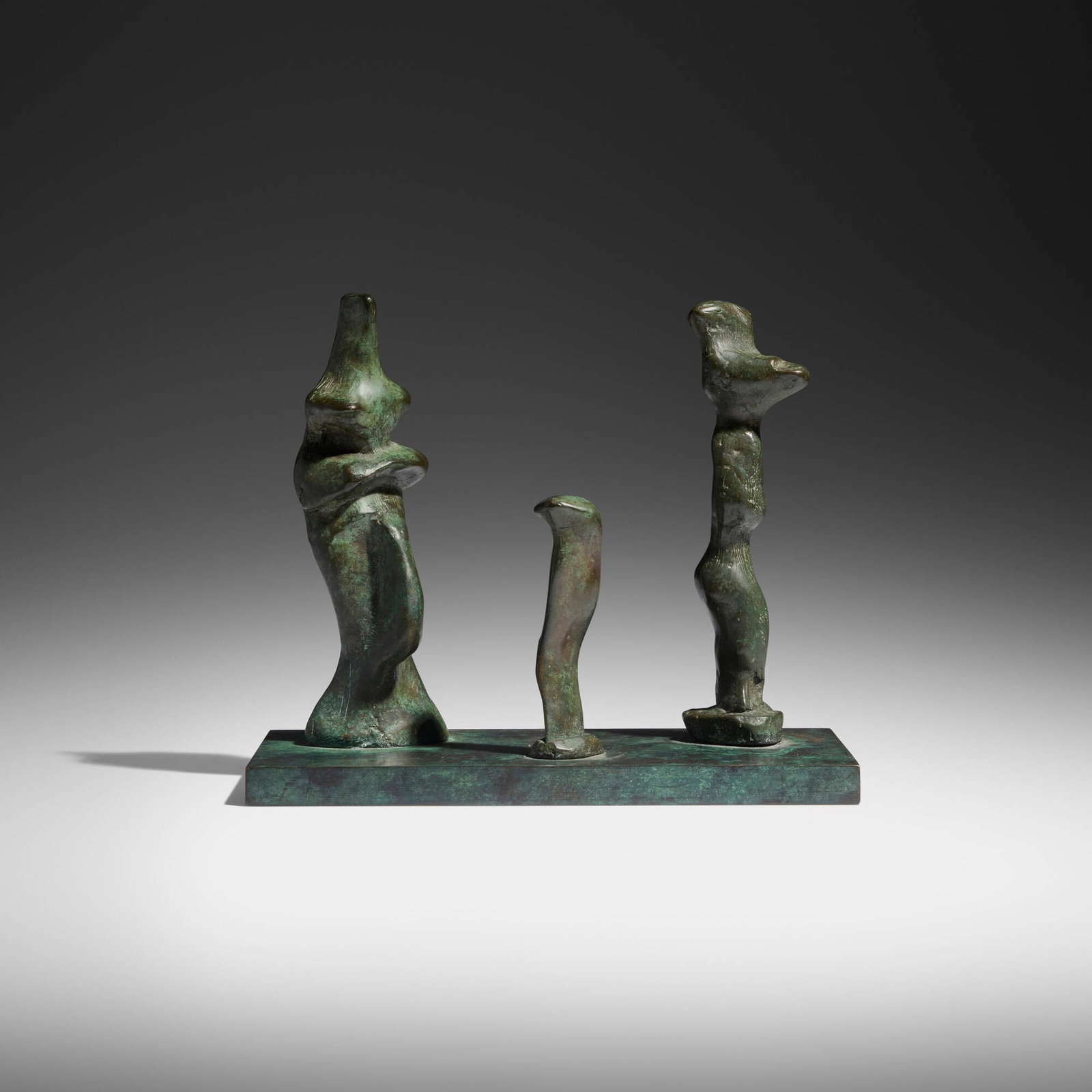 Henry Moore, Family: Henry Moore Family 1978 bronze 8 h x 9.25 w x 4.5 d in (20 x 23 x 11 cm) Impressed signature and number to lower edge 'Moore 9/9' and etched title to underside 'Family'. This work is number 9 f