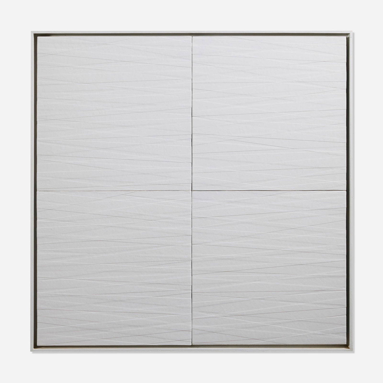 Tadaaki Kuwayama, Untitled: Tadaaki Kuwayama Untitled 1962 acrylic on hand-cut Torinoko paper laid to board in artist's frame 25 h x 25 w in (63 x 63 cm) Signed and dated to verso 'Tadaaki Kuwayama 1962'. P