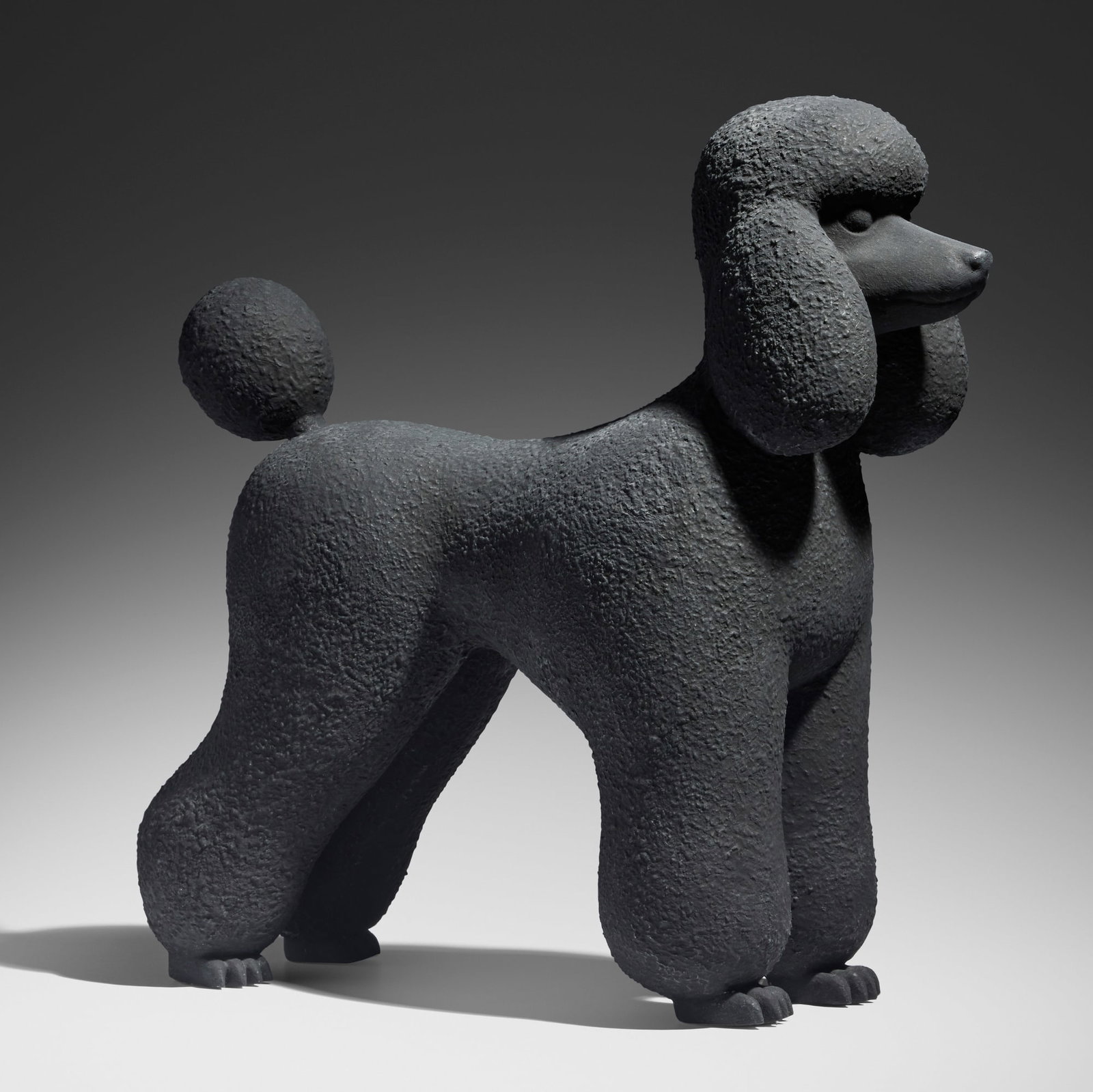 Katharina Fritsch, Pudel (Poodle): Katharina Fritsch Pudel (Poodle) 1995 painted plaster 16 h x 17.5 w x 6.75 d in (41 x 44 x 17 cm) Signed, dated and numbered to underside of front paw 'K. Fritsch 95 2/64'. This work is number