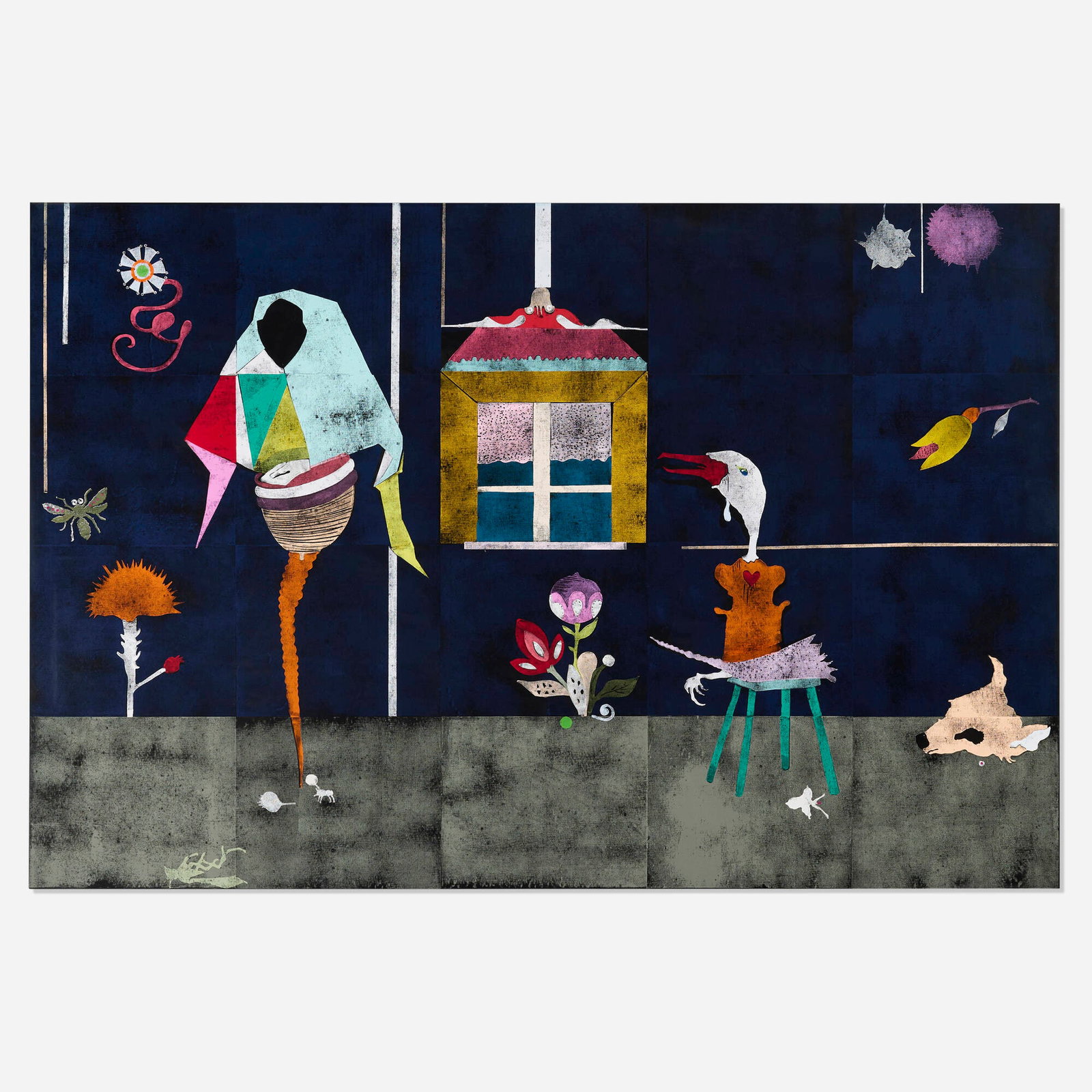 Gert and Uwe Tobias, Untitled: Gert and Uwe Tobias Untitled 2011 acrylic and woodcut in colors on canvas 78.75 h x 118.5 w in (200 x 301 cm) Provenance: Maureen Paley, London | Phillips, London, Contempo