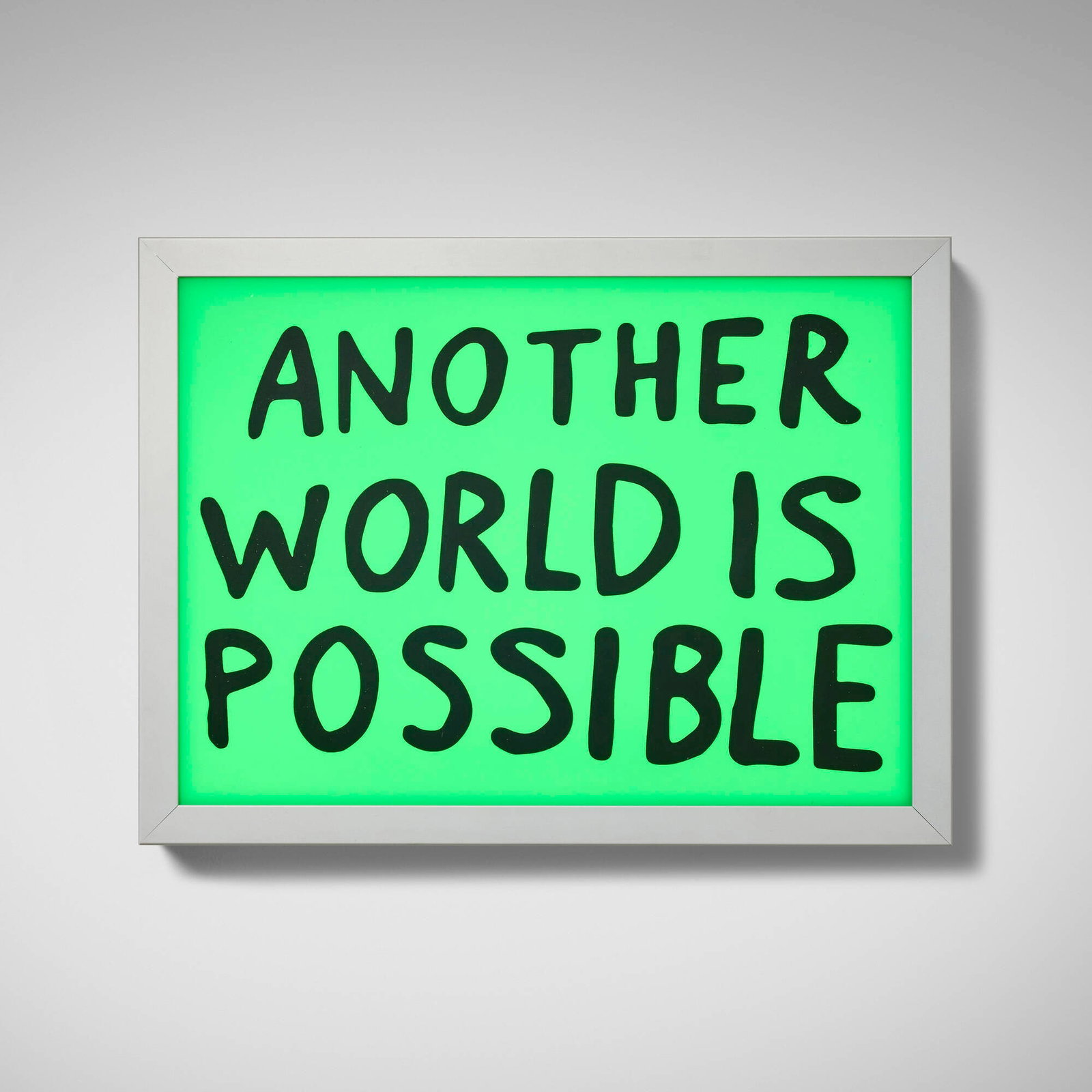 Sam Durant, Another World Is Possible: Sam Durant Another World Is Possible 2022 screenprint on translucent film, light box 11.875 h x 15.75 w x 3.25 d in (30 x 40 x 8 cm) Signed, dated and numbered to label to verso 'Sam Durant 21/