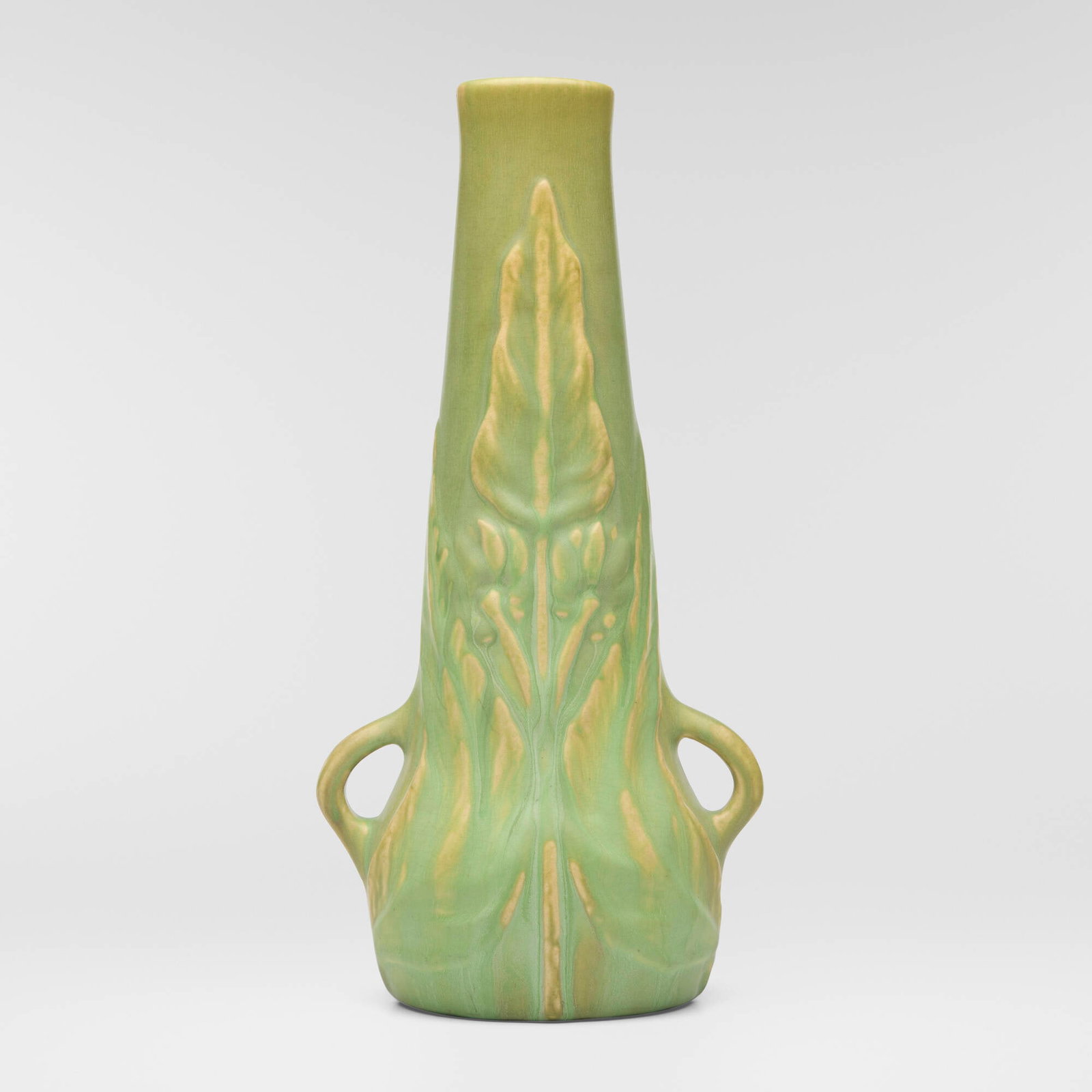 Artus Van Briggle for Van Briggle Pottery, Early and Tall vase with arrowhead leaves (1 of 4)
